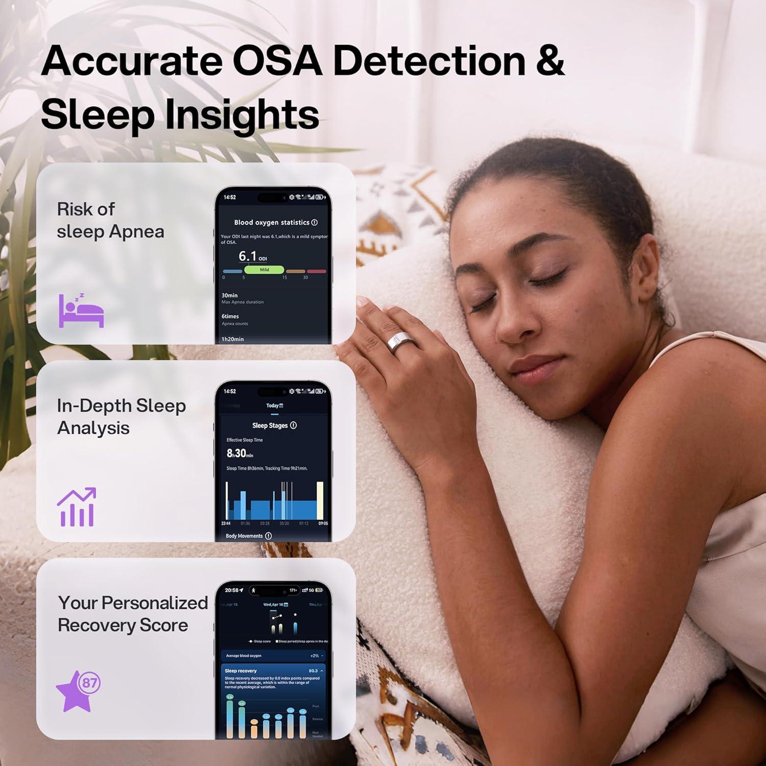 Anillo Inteligente Circul Gris Espacial S - Monitoreo Salud 24/7