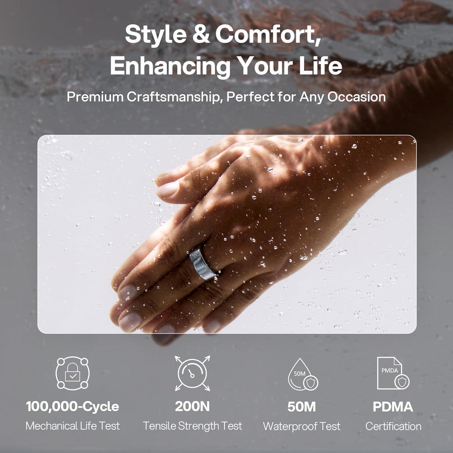 Anillo Inteligente Circul Gris Espacial S - Monitoreo Salud 24/7