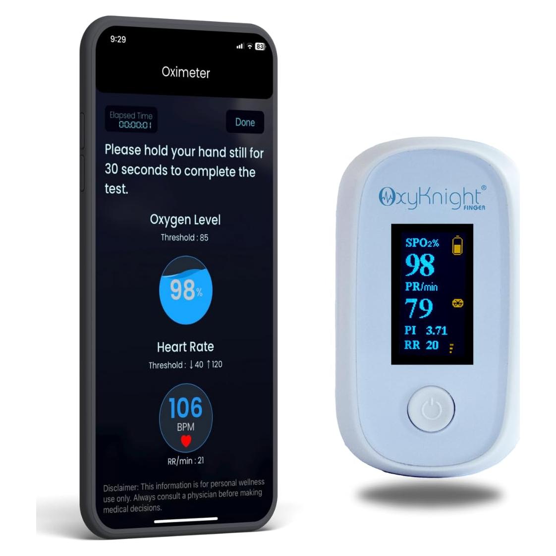 Oxímetro de Pulso Bluetooth OxyKnight - Mide Oxígeno y Pulso