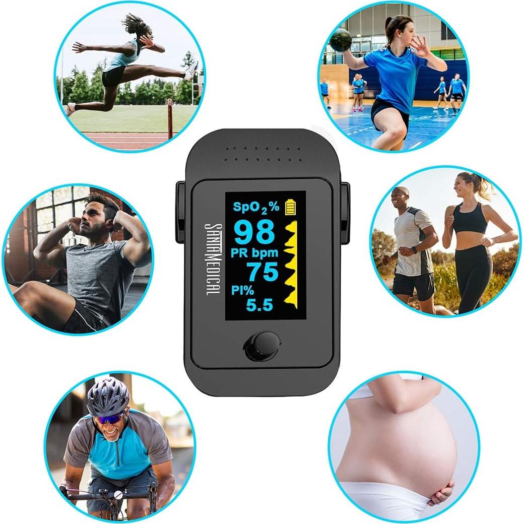 Oxímetro de Pulso Santamedical SM-519BR-BL OLED con Estuche