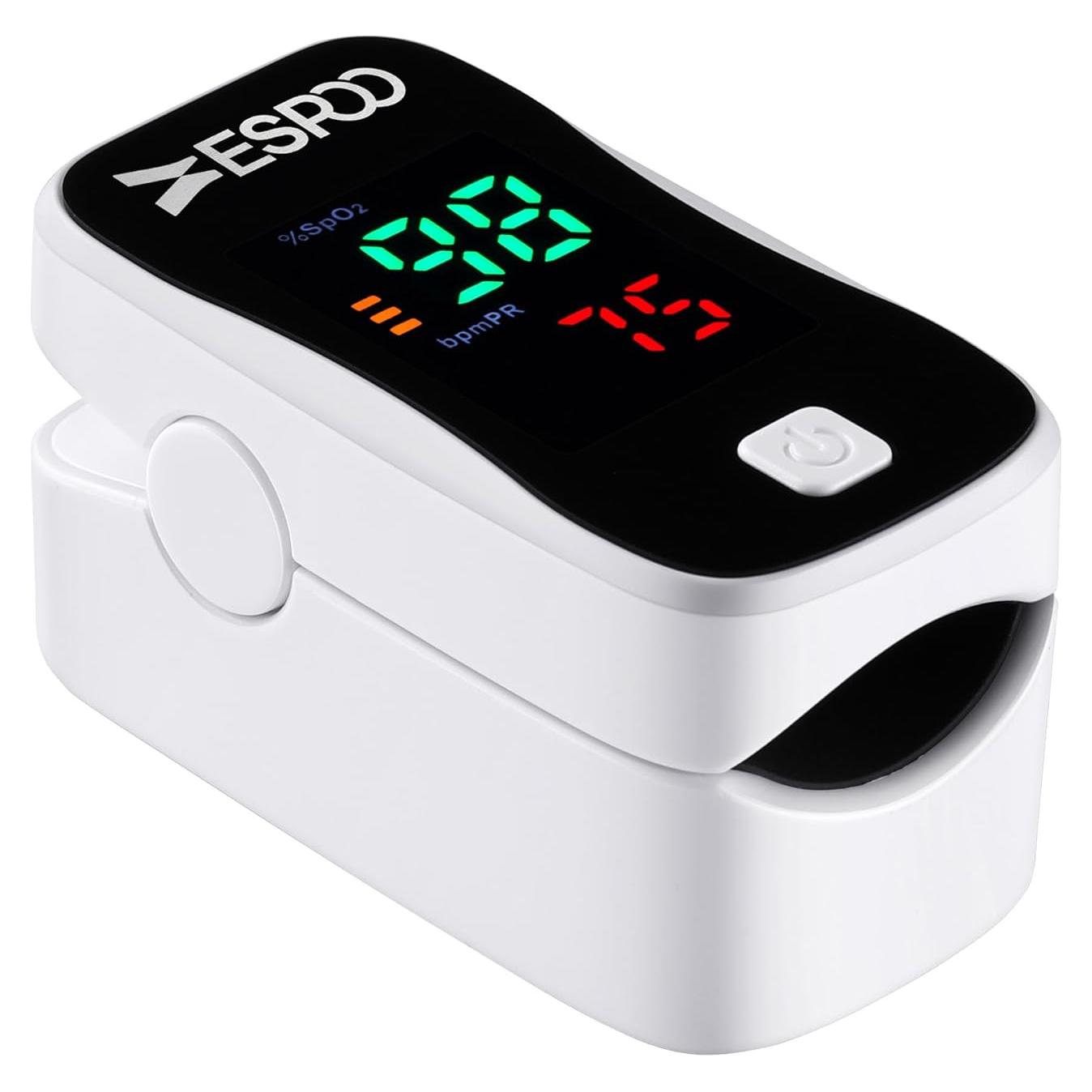 Oxímetro de Pulso ESPOO YM102 con Pantalla LED y 2 Pilas AAA