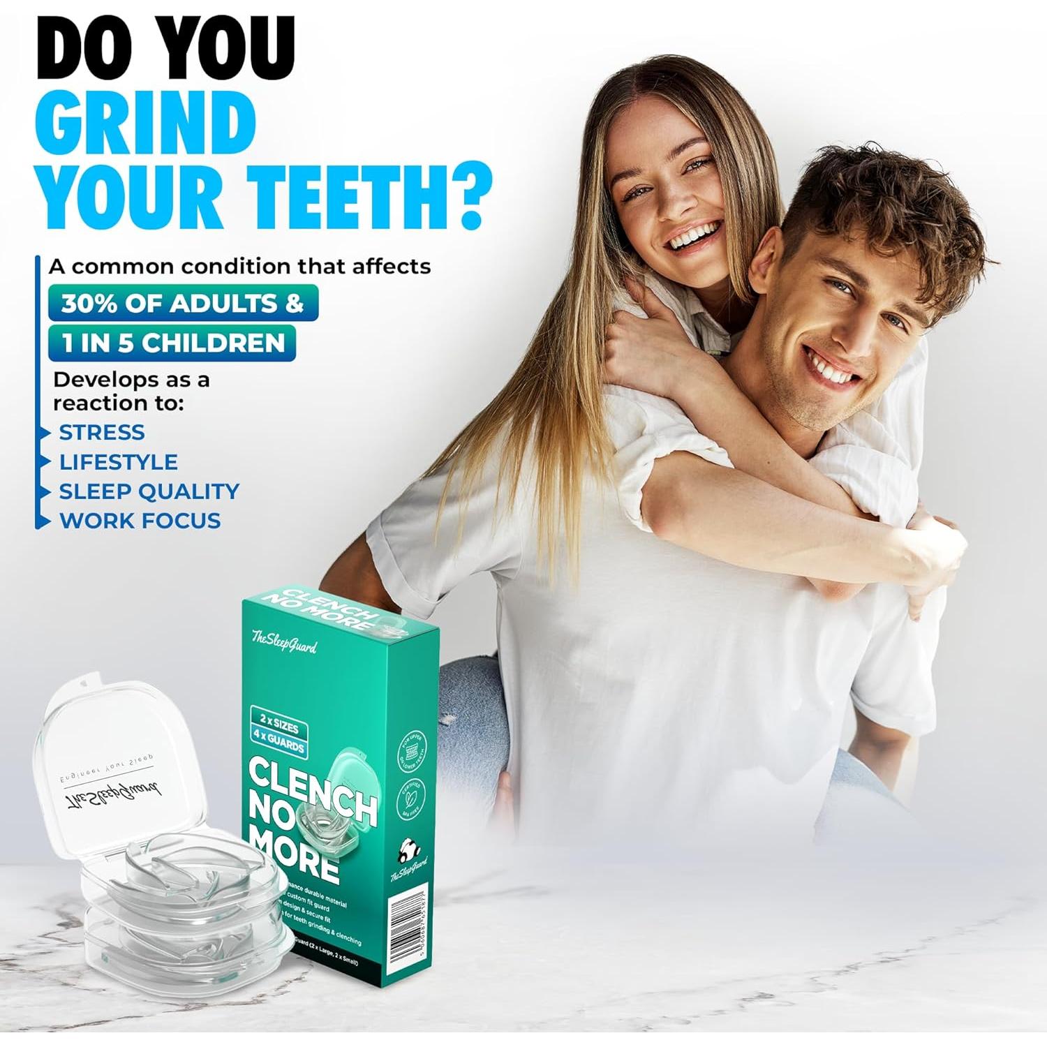 Protector Bucal ClenchNoMore para Bruxismo - Paquete de 4