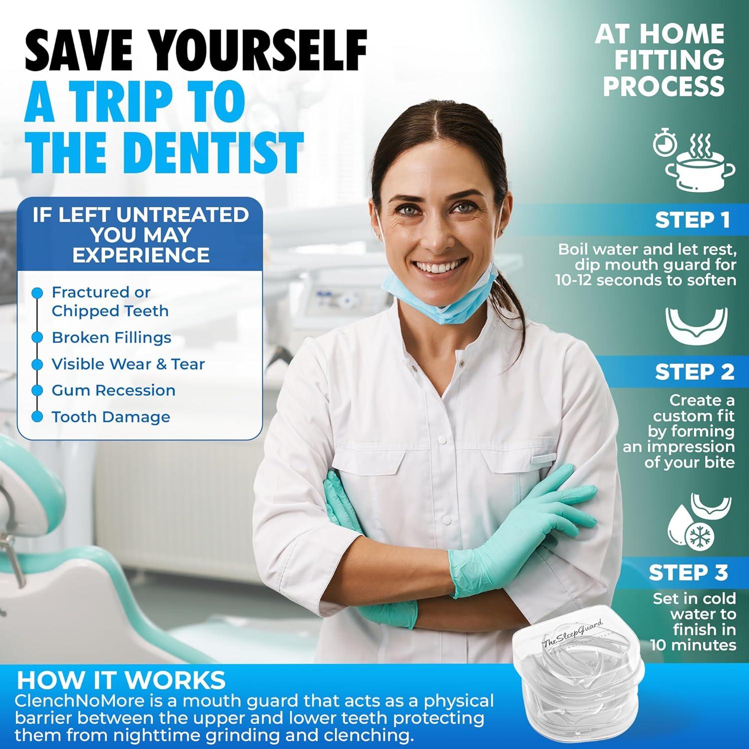 Protector Bucal ClenchNoMore para Bruxismo - Paquete de 4