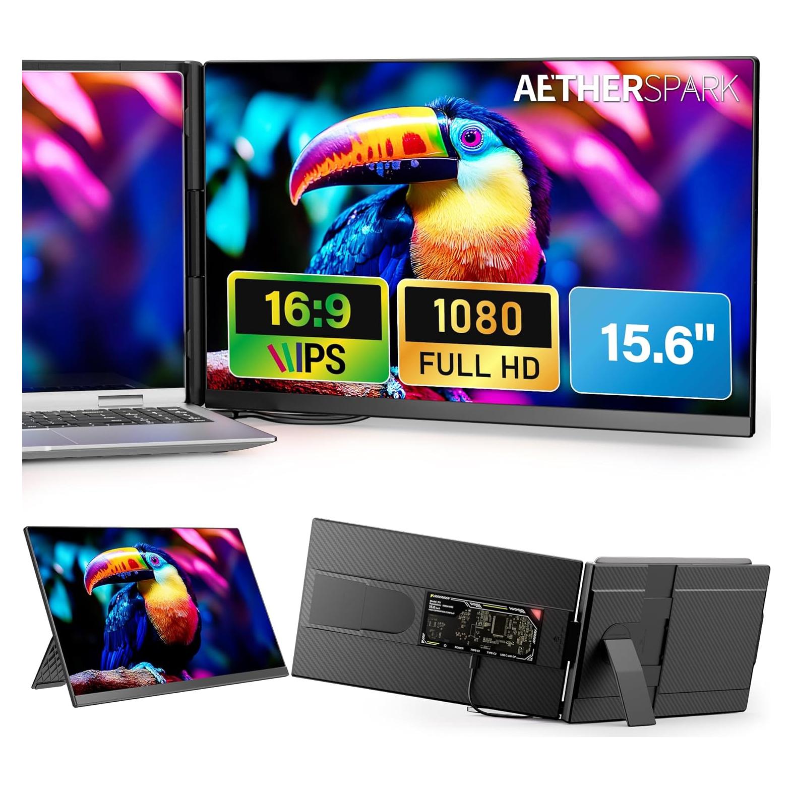 Extensor de Pantalla Doble AetherSpark 15.6" FHD 1080P