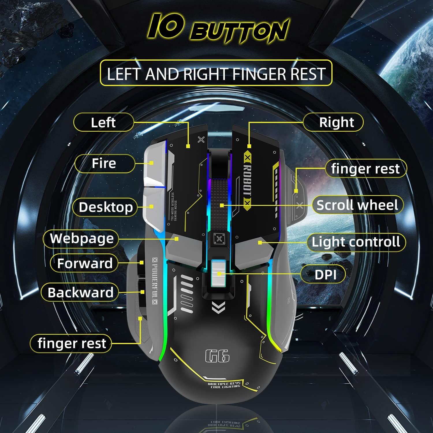 Ratón Gaming Attack Shark G6 Inalámbrico y por Cable 5 DPI RGB