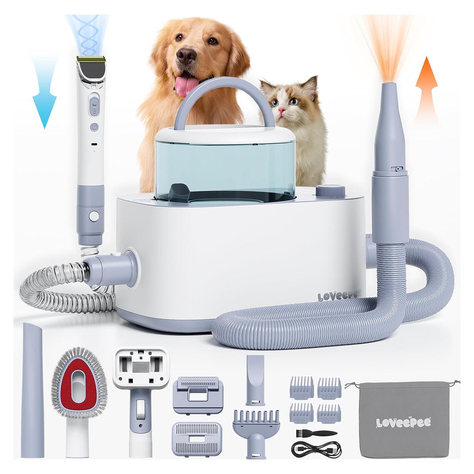 Kit de Aspiradora y Secador para Perros Loveepee 9-en-1 21KPa