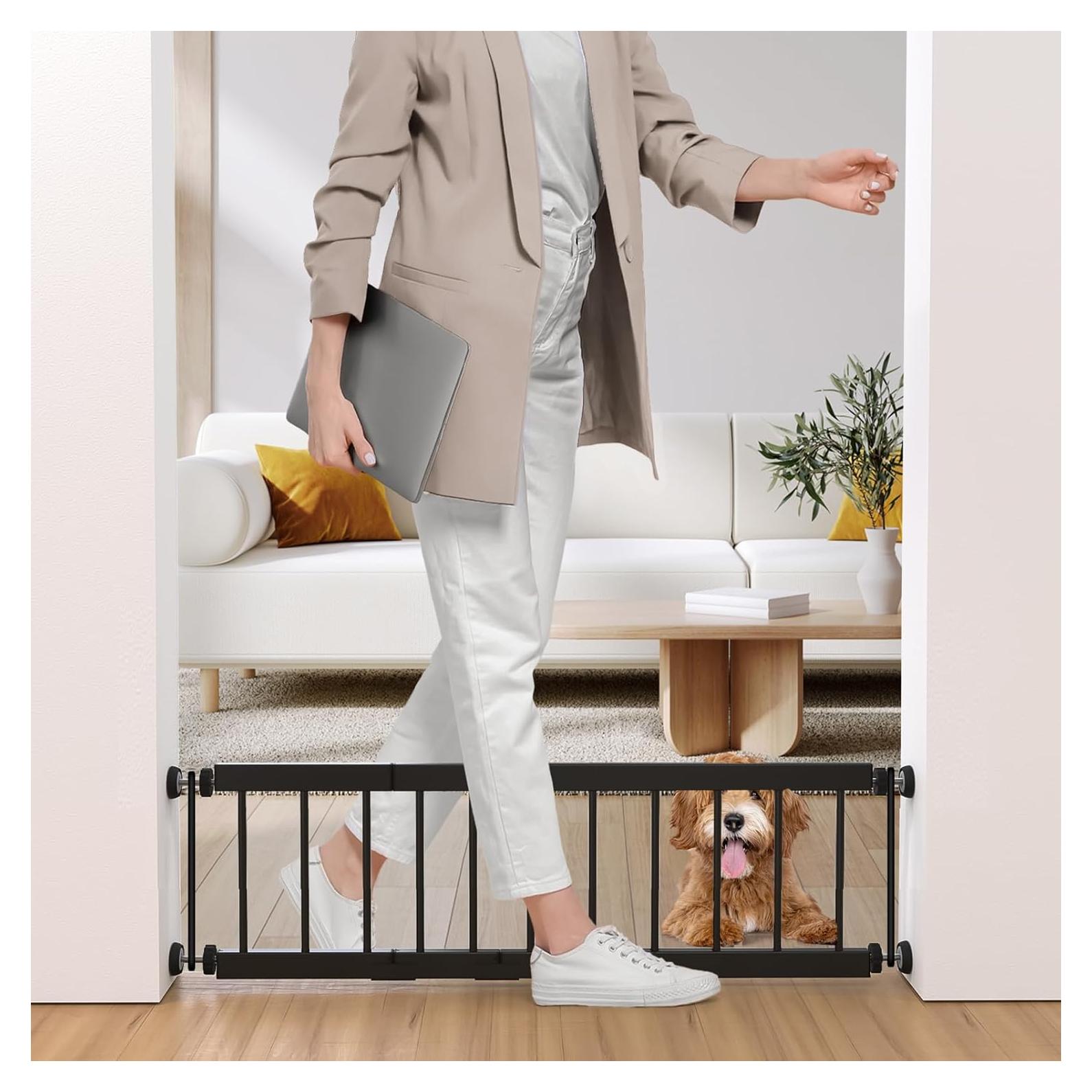 Puerta para Perros Fldofaves Ajustable 45-114 cm Negra