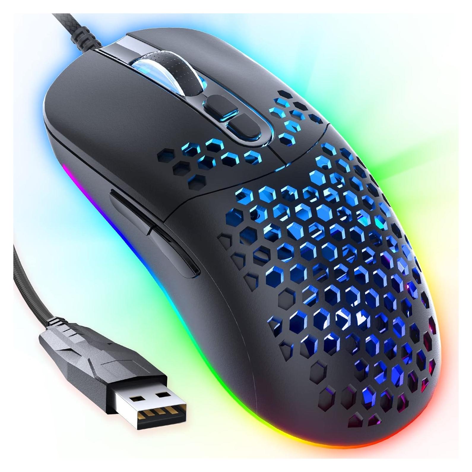 Ratón Gaming CYD C306, Ergonómico con RGB 12800 DPI
