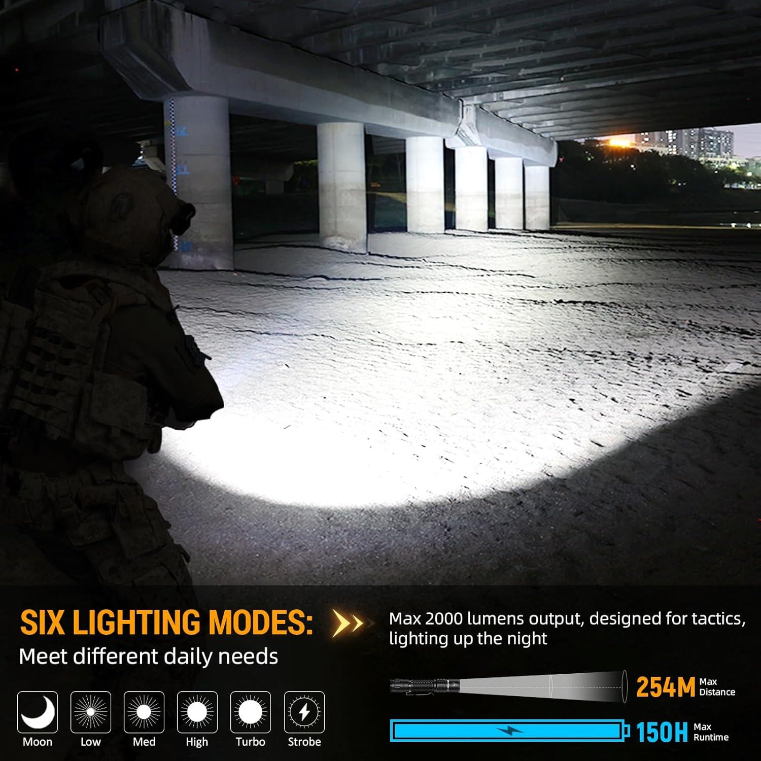 Linterna Táctica Wurkkos TD02 LED 2000 Lúmenes Recargable