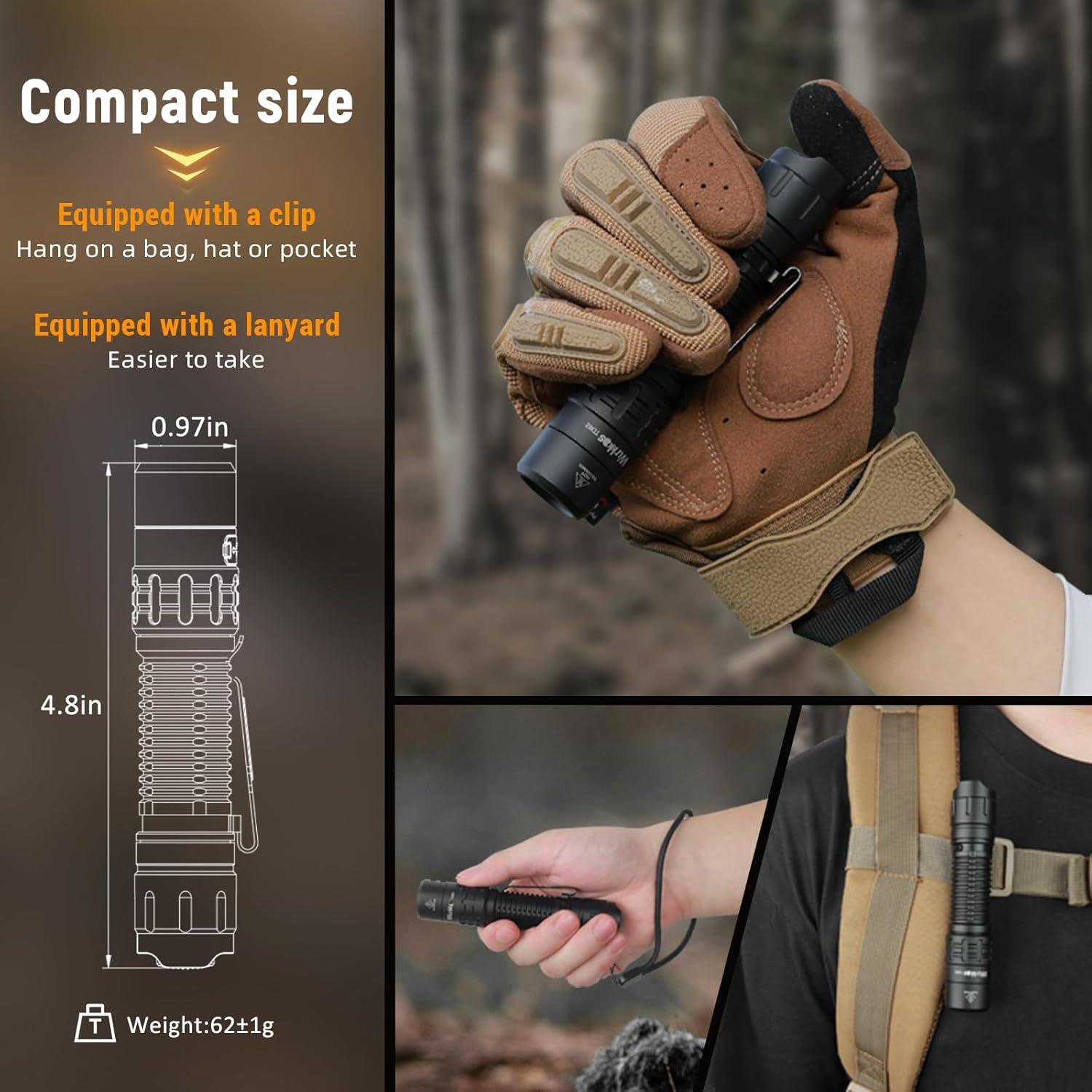 Linterna Táctica Wurkkos TD02 LED 2000 Lúmenes Recargable