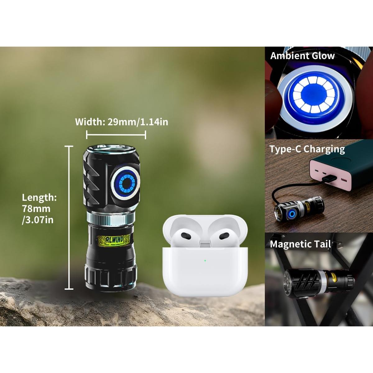 Linterna EDC WARSUN FXXF Recargable 1000 Lúmenes Compacta