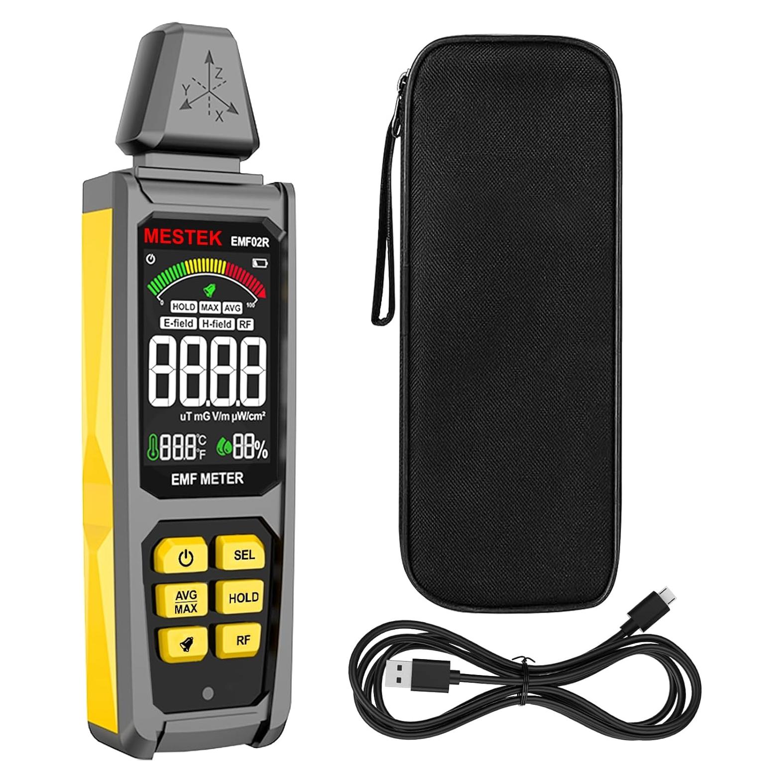 Medidor de Radiación EMF MESTEK 5 en 1 Recargable