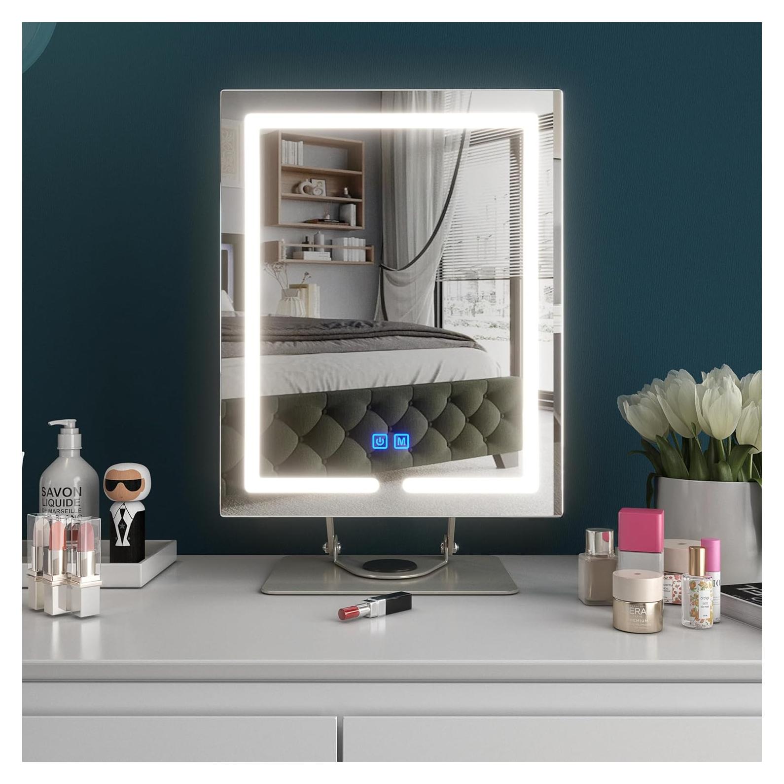 Espejo de Maquillaje Iluminado Genérico 5X Ajustable 360° Plata