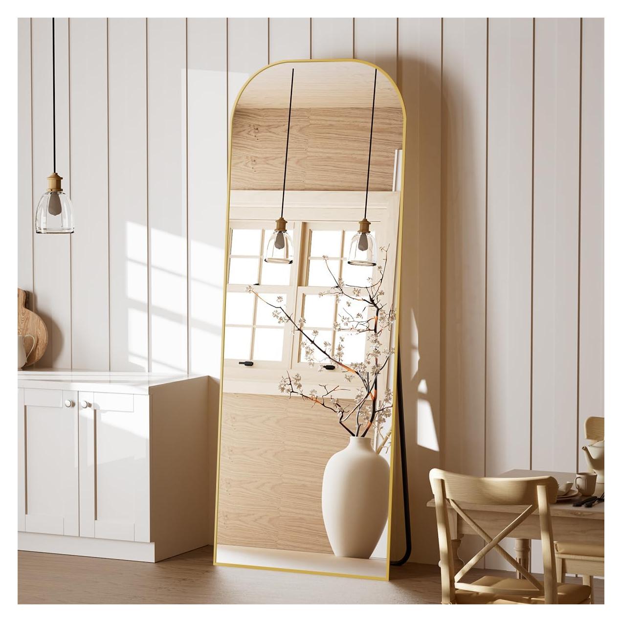 Espejo de Cuerpo Entero Koonmi 142x53cm Dorado con Soporte