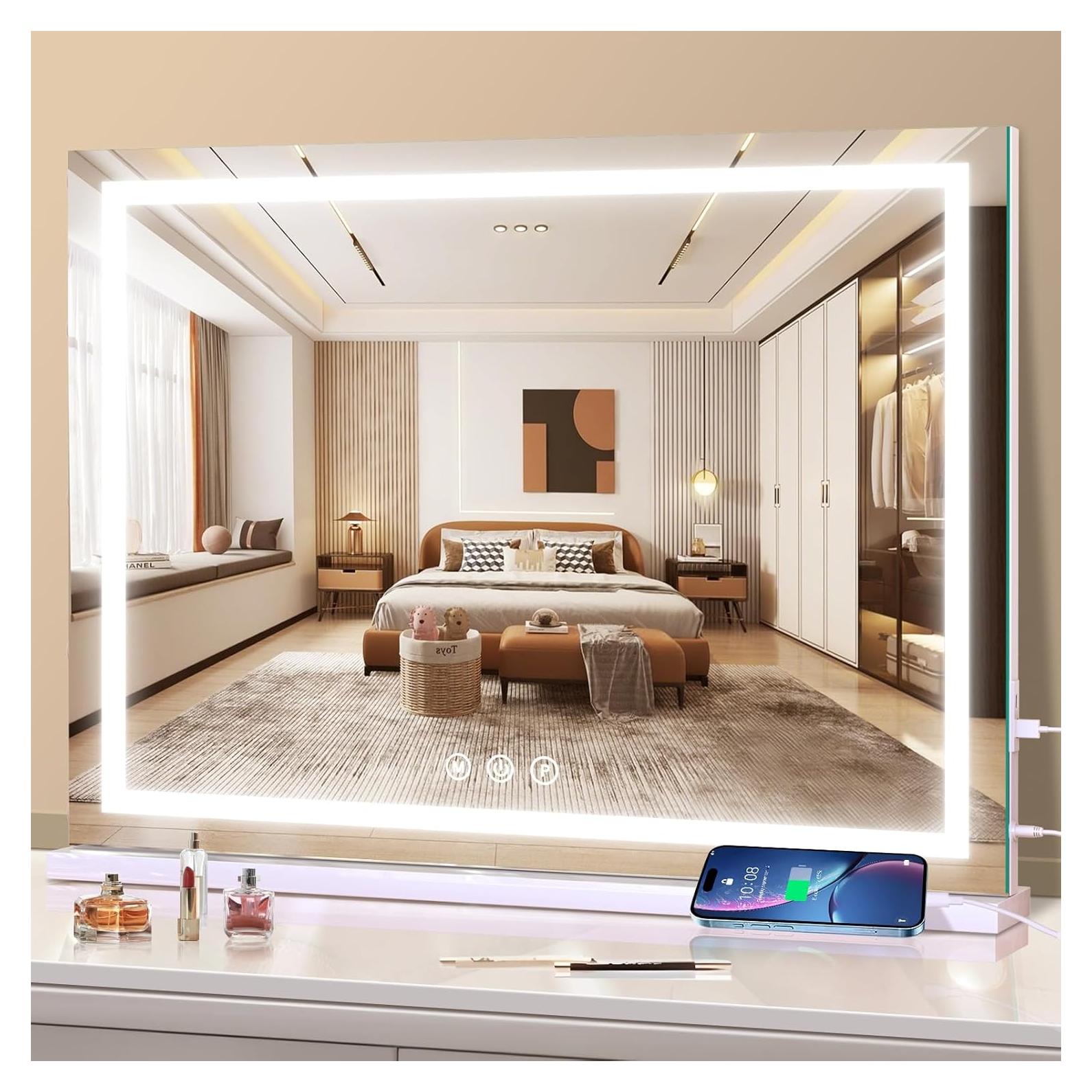 Espejo de tocador LED Halumao 60x80 cm con luz regulable