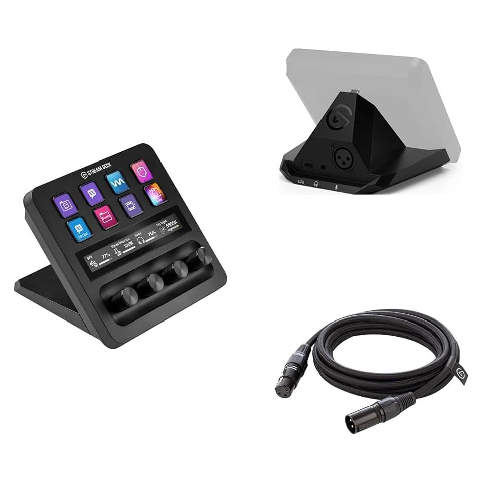 Elgato Stream Deck + con Base para XLR y Cable de Micrófono