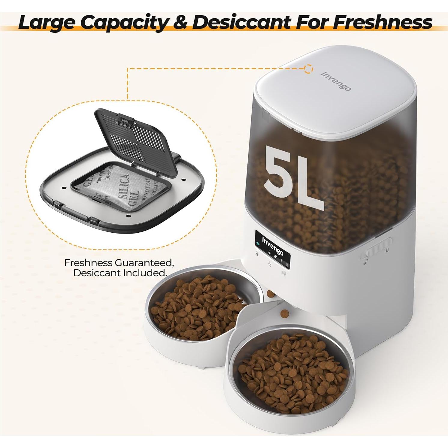 Comedero Automático para Gatos Invengo 5L Control App WiFi