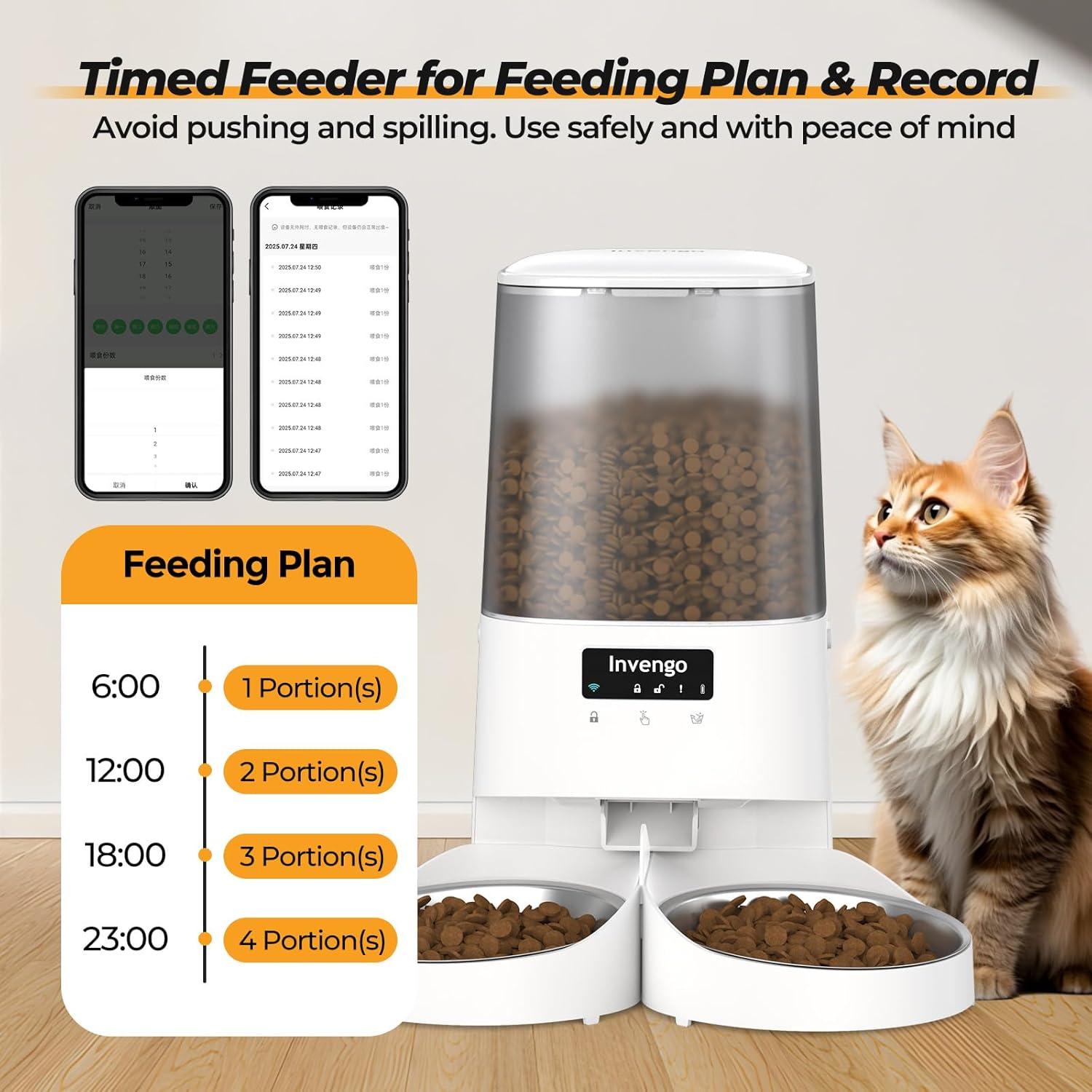 Comedero Automático para Gatos Invengo 5L Control App WiFi