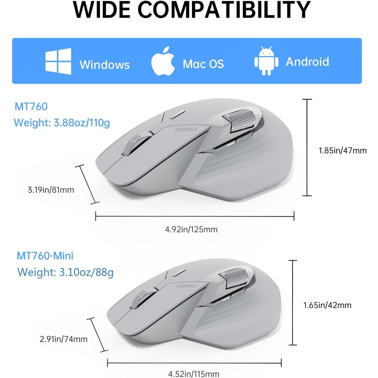 Ratón Inalámbrico Bluetooth Rapoo MT760Mini - Multi-Dispositivo