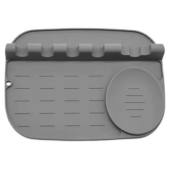 Soporte de Cuchara de Silicona Genérico Antideslizante Gris