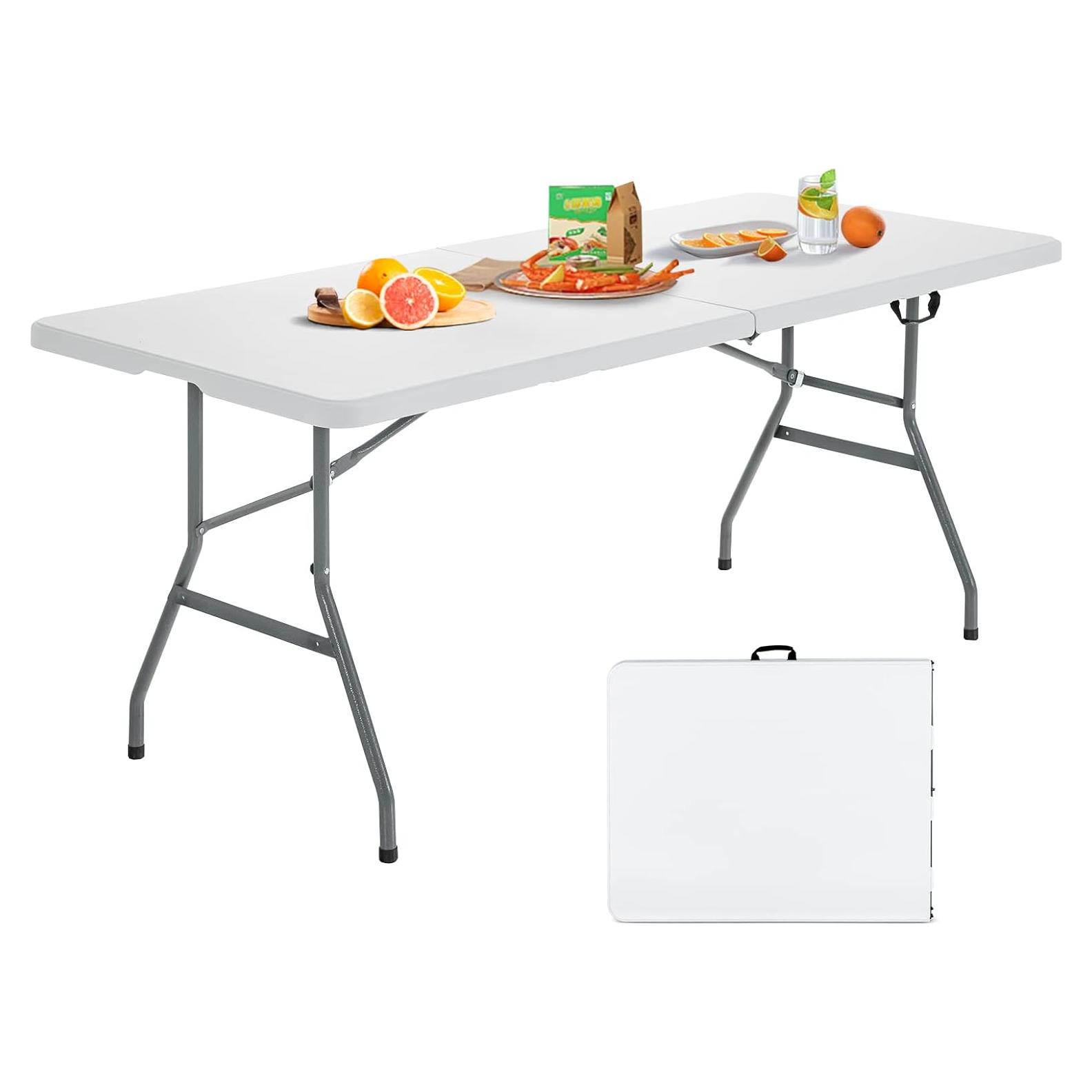 Mesa de Picnic Plegable Giantex 180x74 cm Blanca para Camping