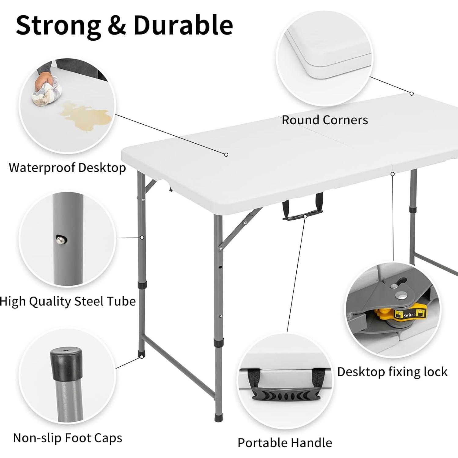Mesa Plegable Rectangular CHRONELLE 121.92x60.96 cm Ajustable