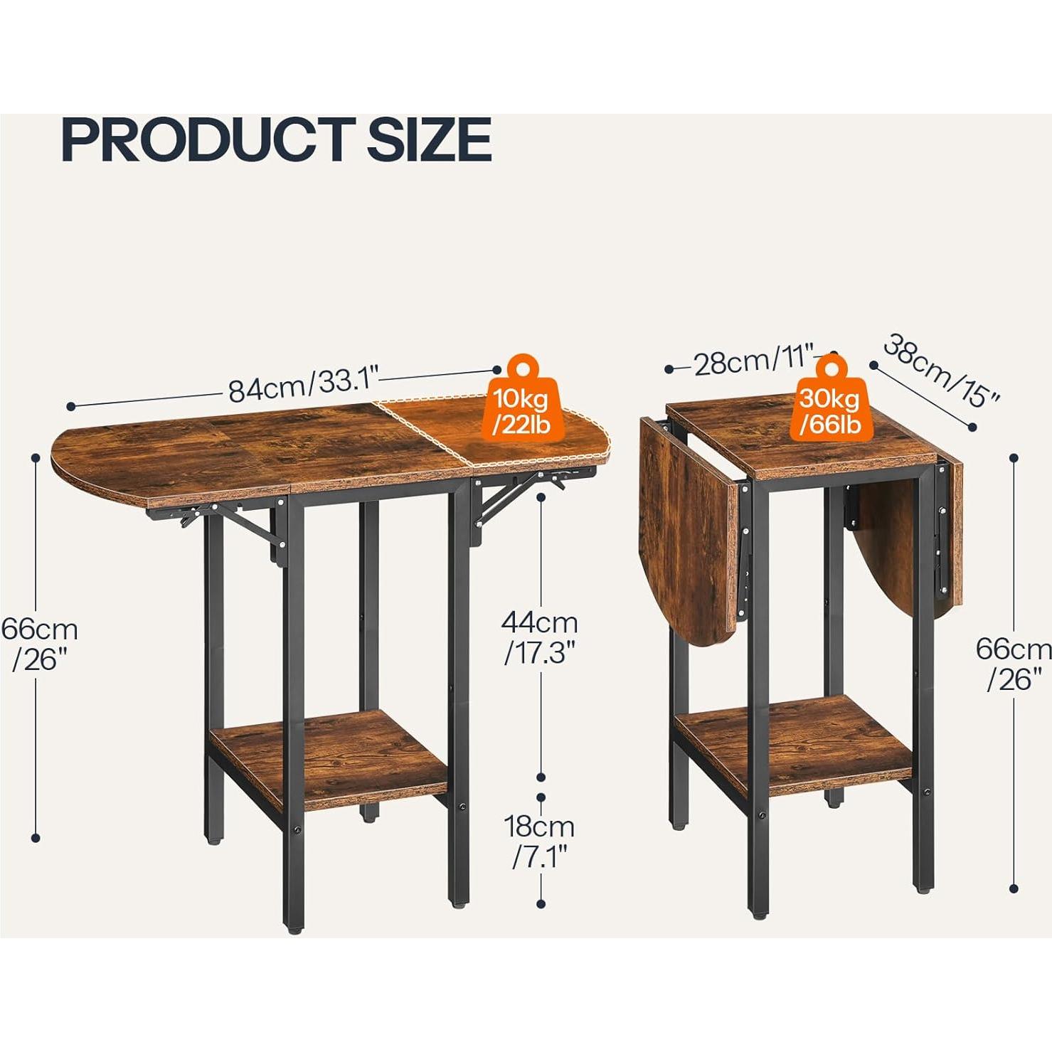 Mesa Lateral Plegable HOOBRO BF172BZ01, 84x38cm, Marrón Rústico