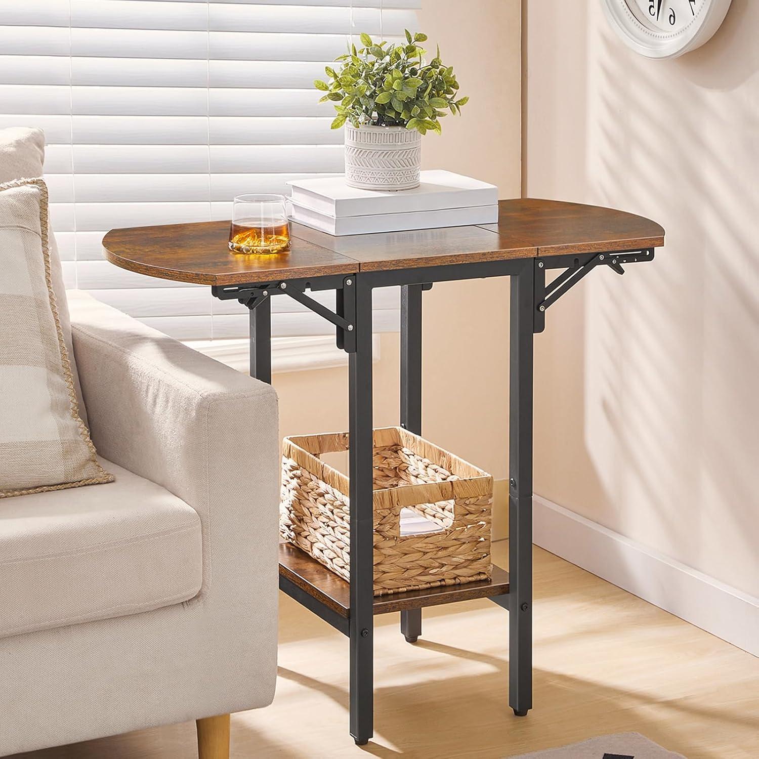 Mesa Lateral Plegable HOOBRO BF172BZ01, 84x38cm, Marrón Rústico