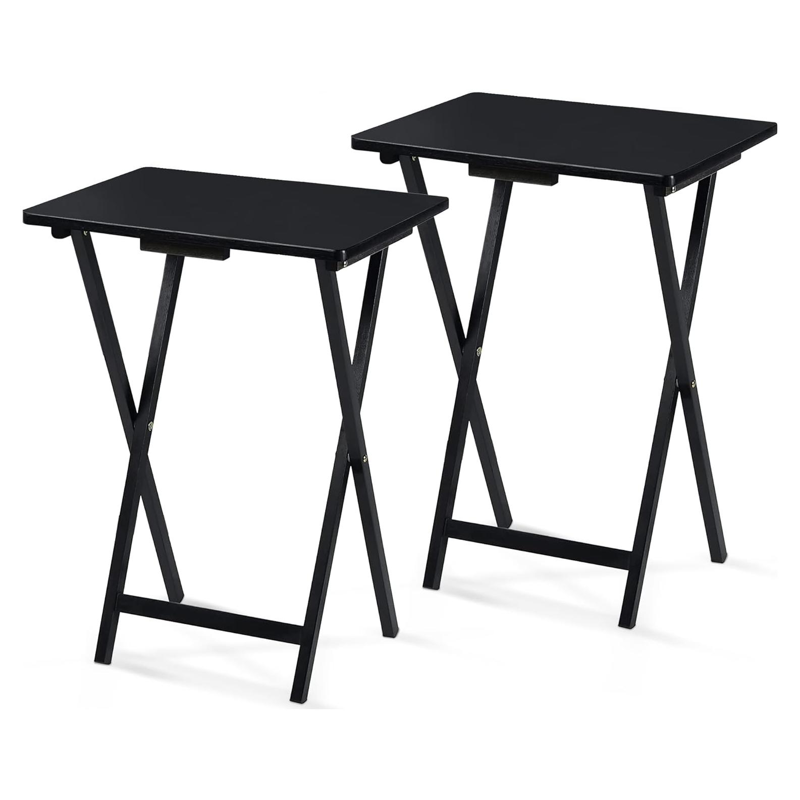 Conjunto de 2 Mesas Plegables PJ Wood, Color Negro, 48.4x37x66 cm