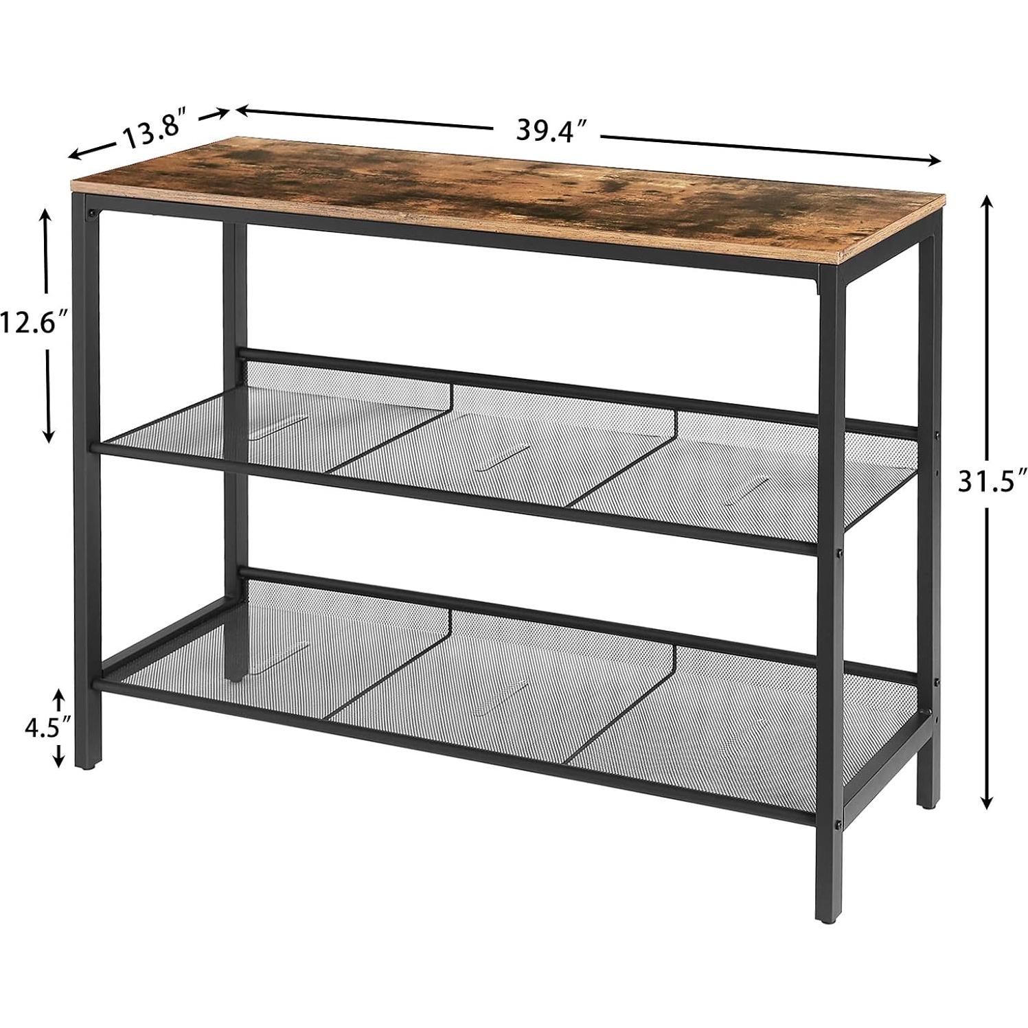 Mesa Consola HOOBRO SUVELAM, 100x35x80 cm, Marrón Rústico y Negro