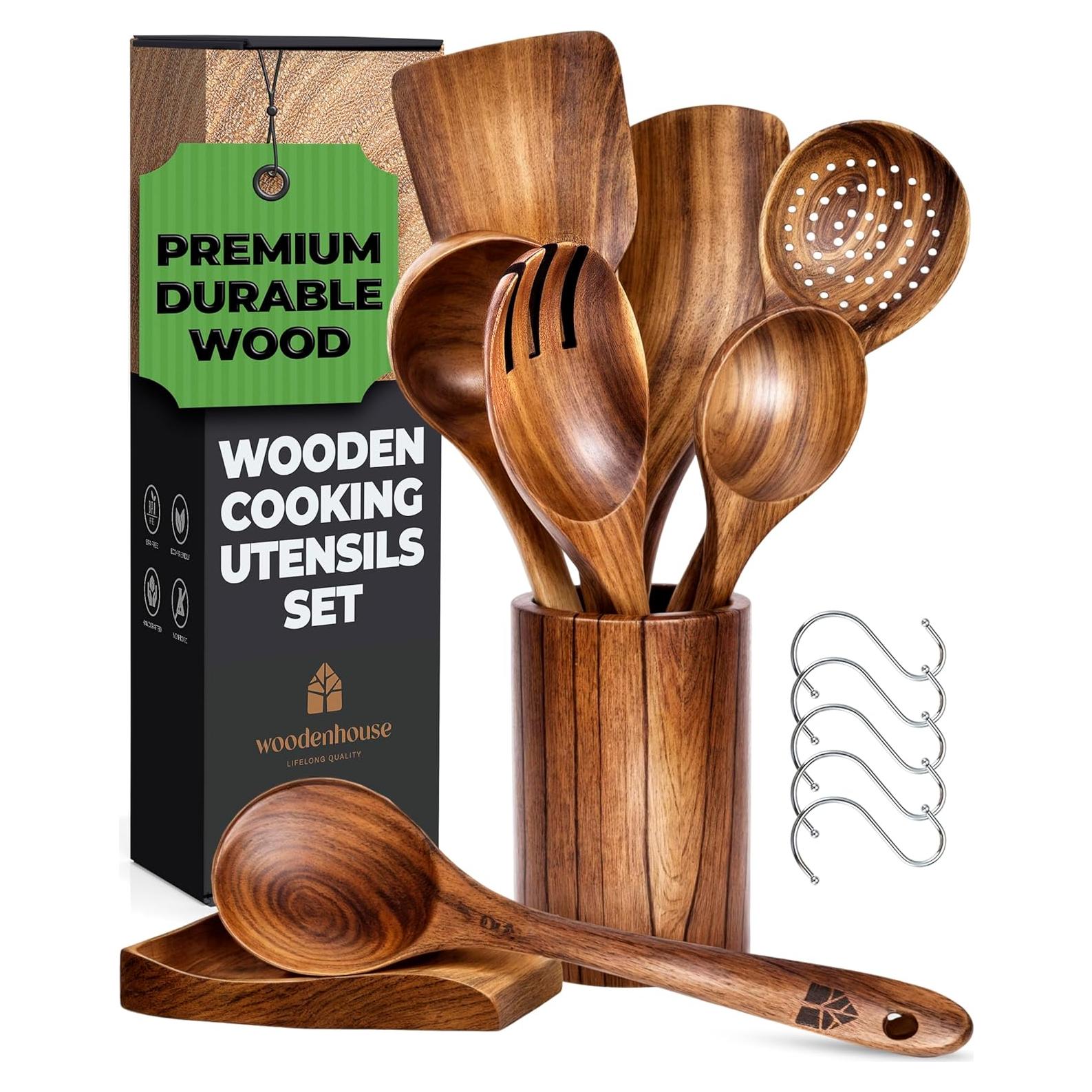 Juego de Utensilios de Cocina de Madera de Teak 8 Piezas Woodenhouse