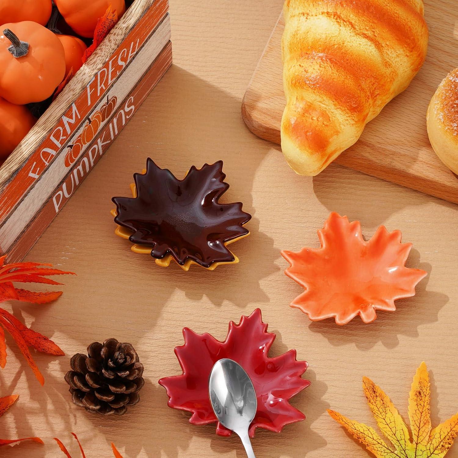Soporte para Cucharas Cerámica Whaline 4 Piezas Otoño Hoja de Arce