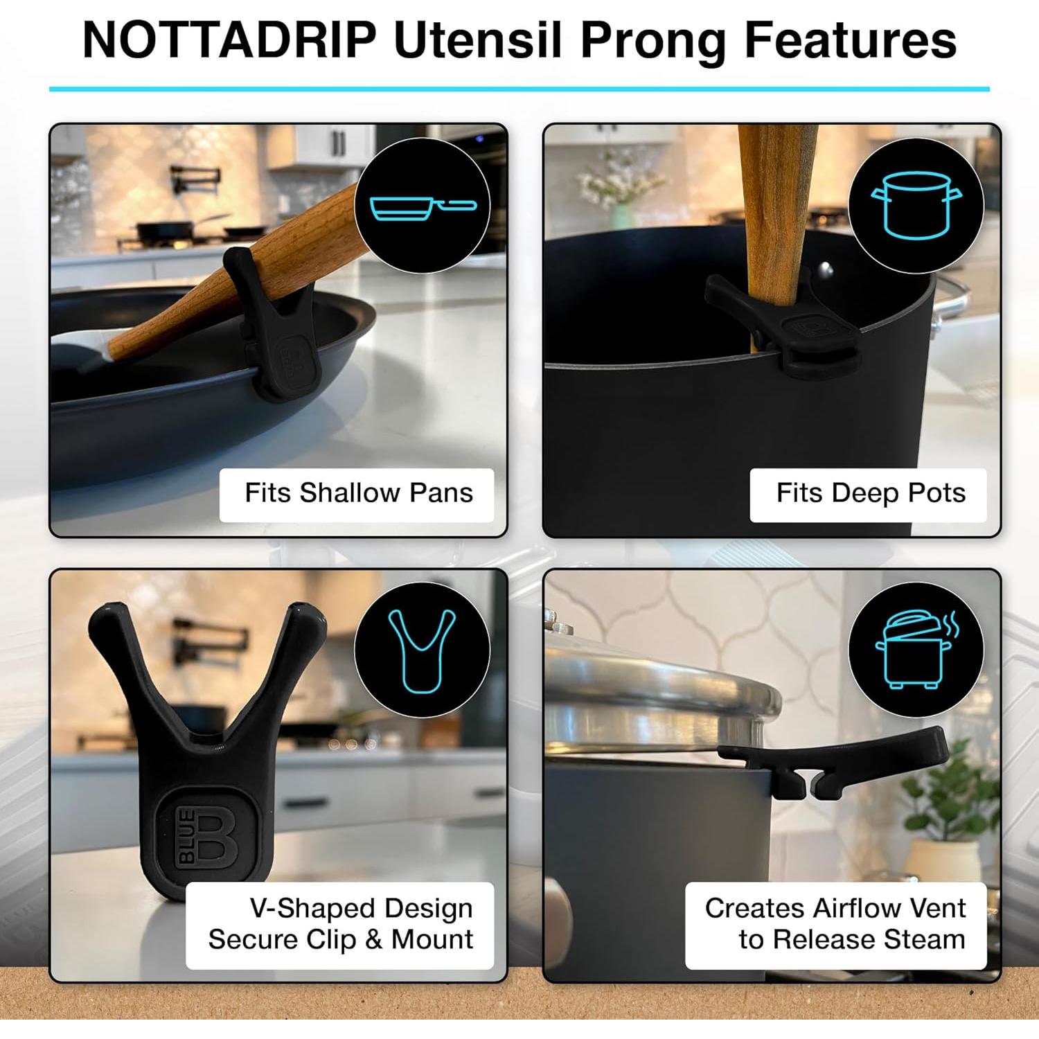 Soporte de Cuchara de Silicona Nottadrip 3 Piezas Negro