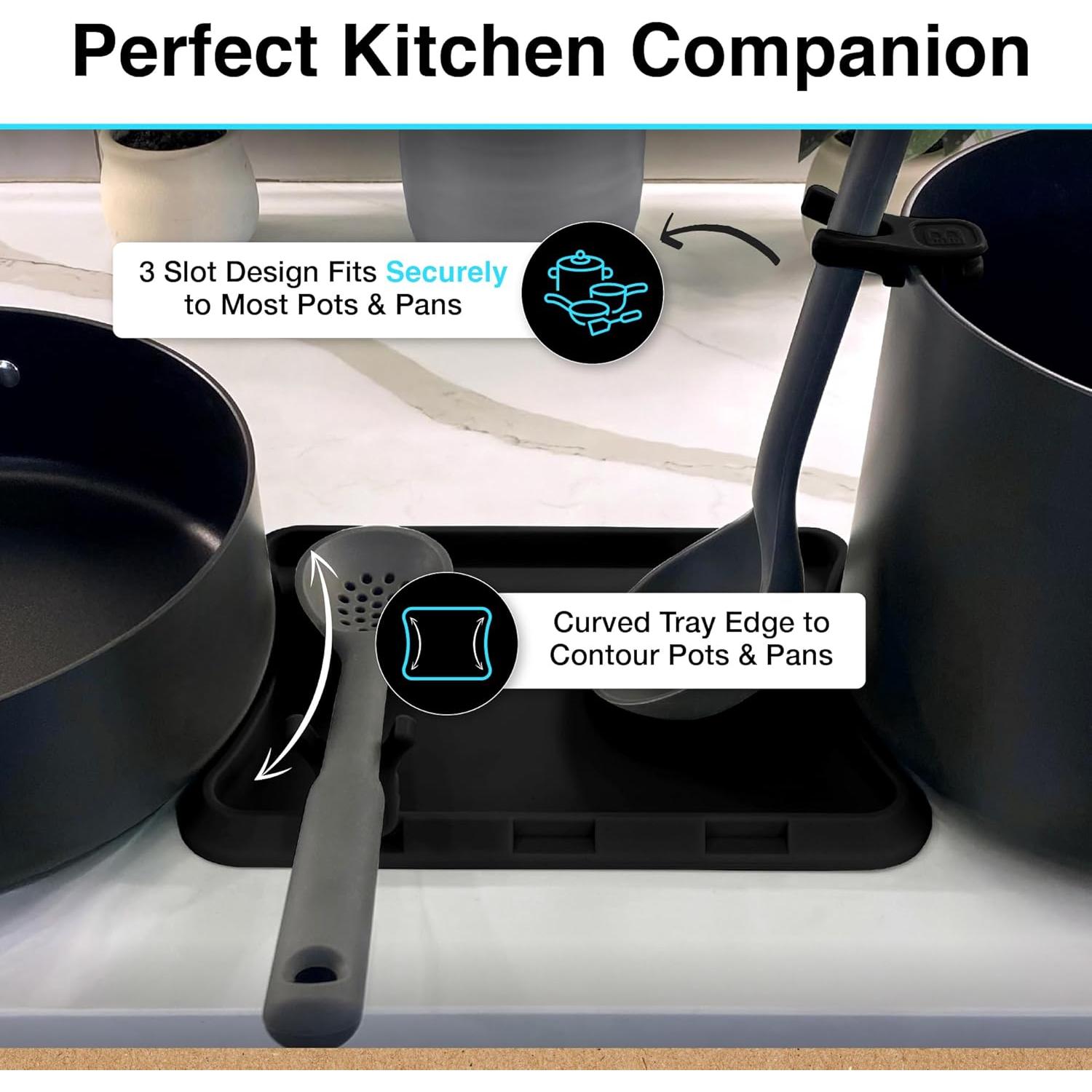 Soporte de Cuchara de Silicona Nottadrip 3 Piezas Negro