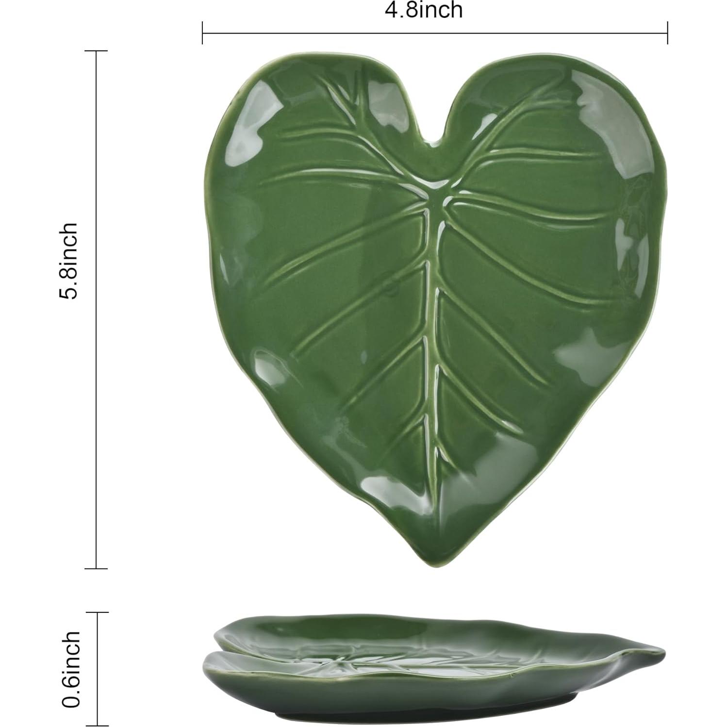 Soporte de Cuchara de Cerámica Verde Hoja BUYNEED 14.73x12.19cm