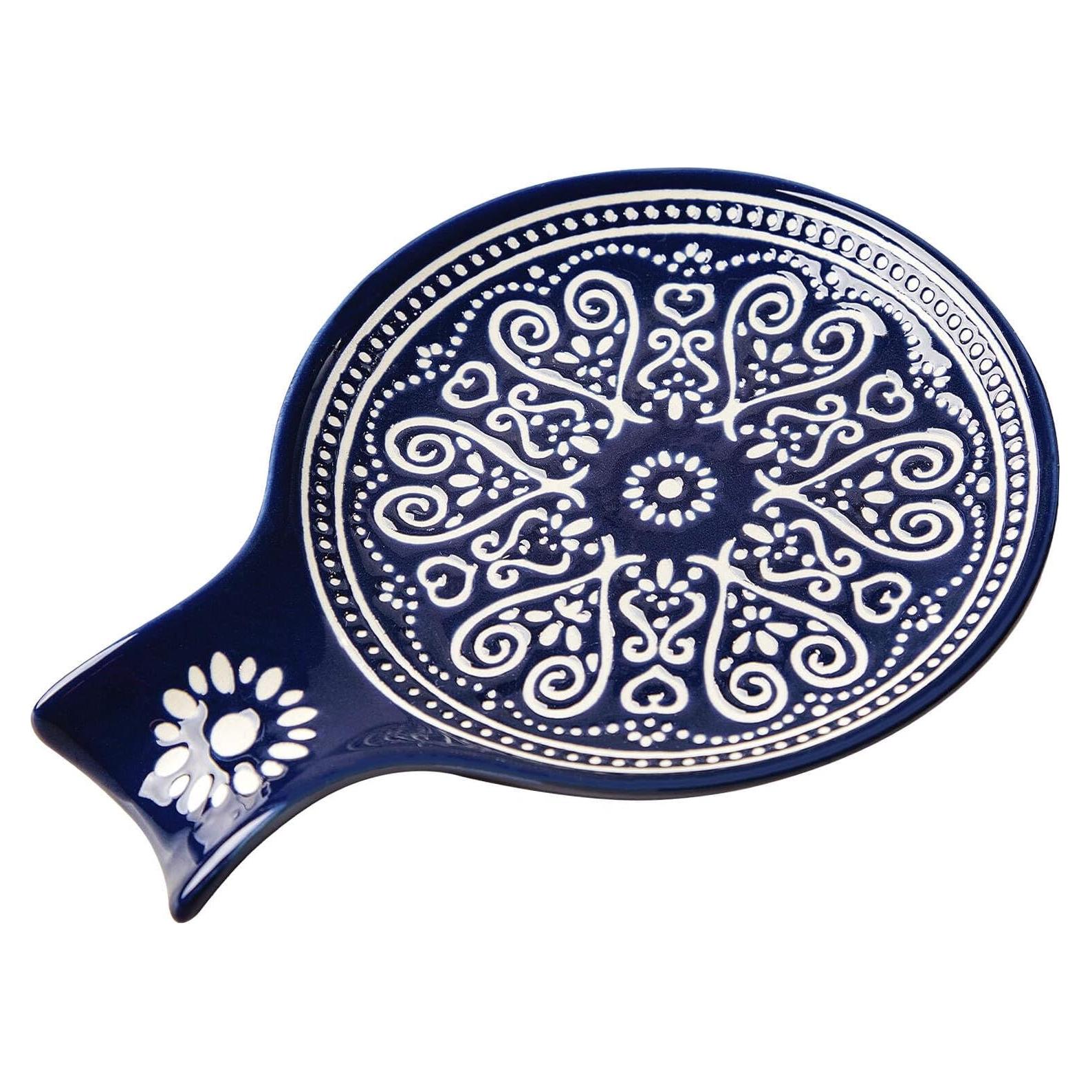 Soporte de Cuchara de Cerámica Azul Delpnana 14.5 cm Decorativo