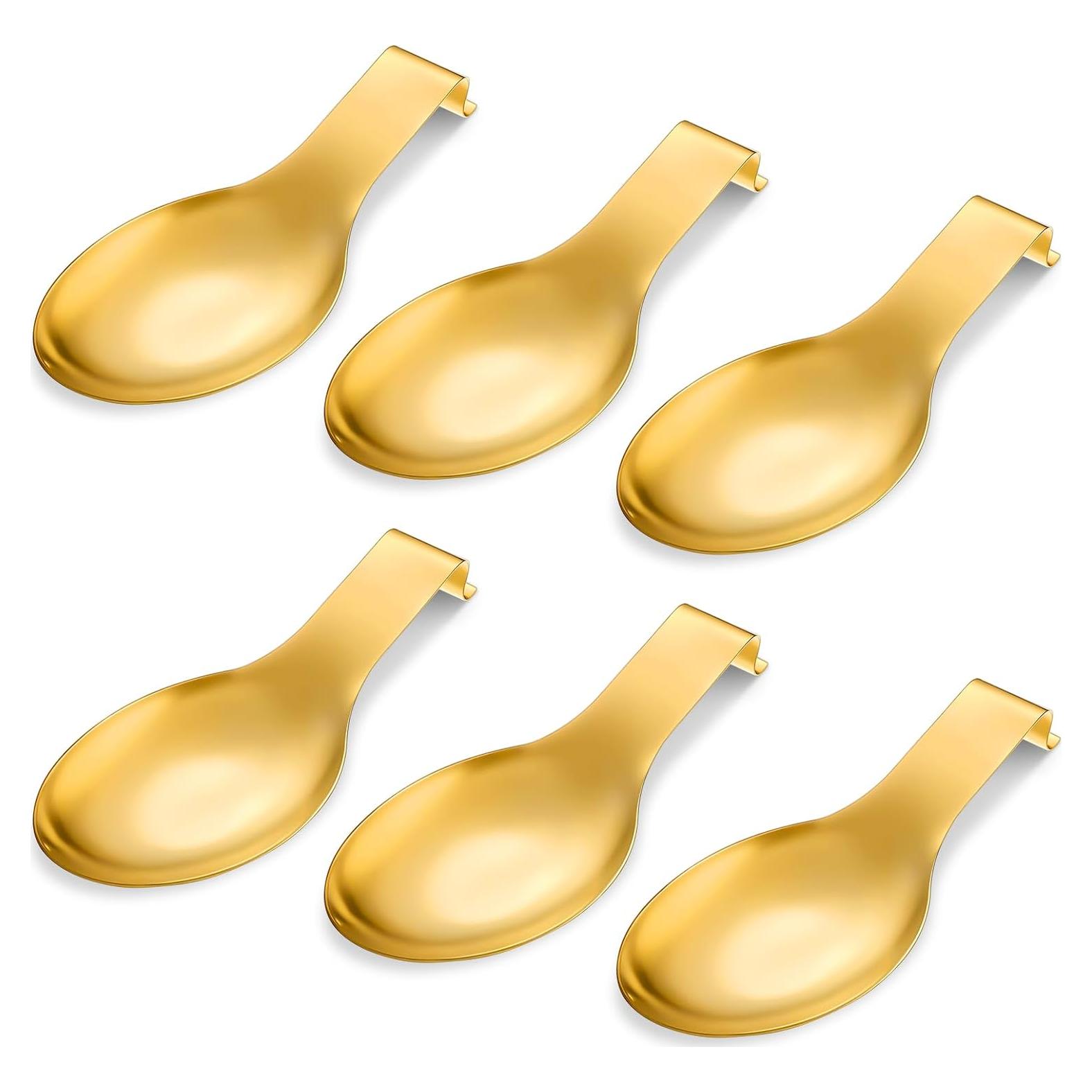 Soporte de Cuchara de Acero Inoxidable Wutfuooo - 6 Piezas Oro
