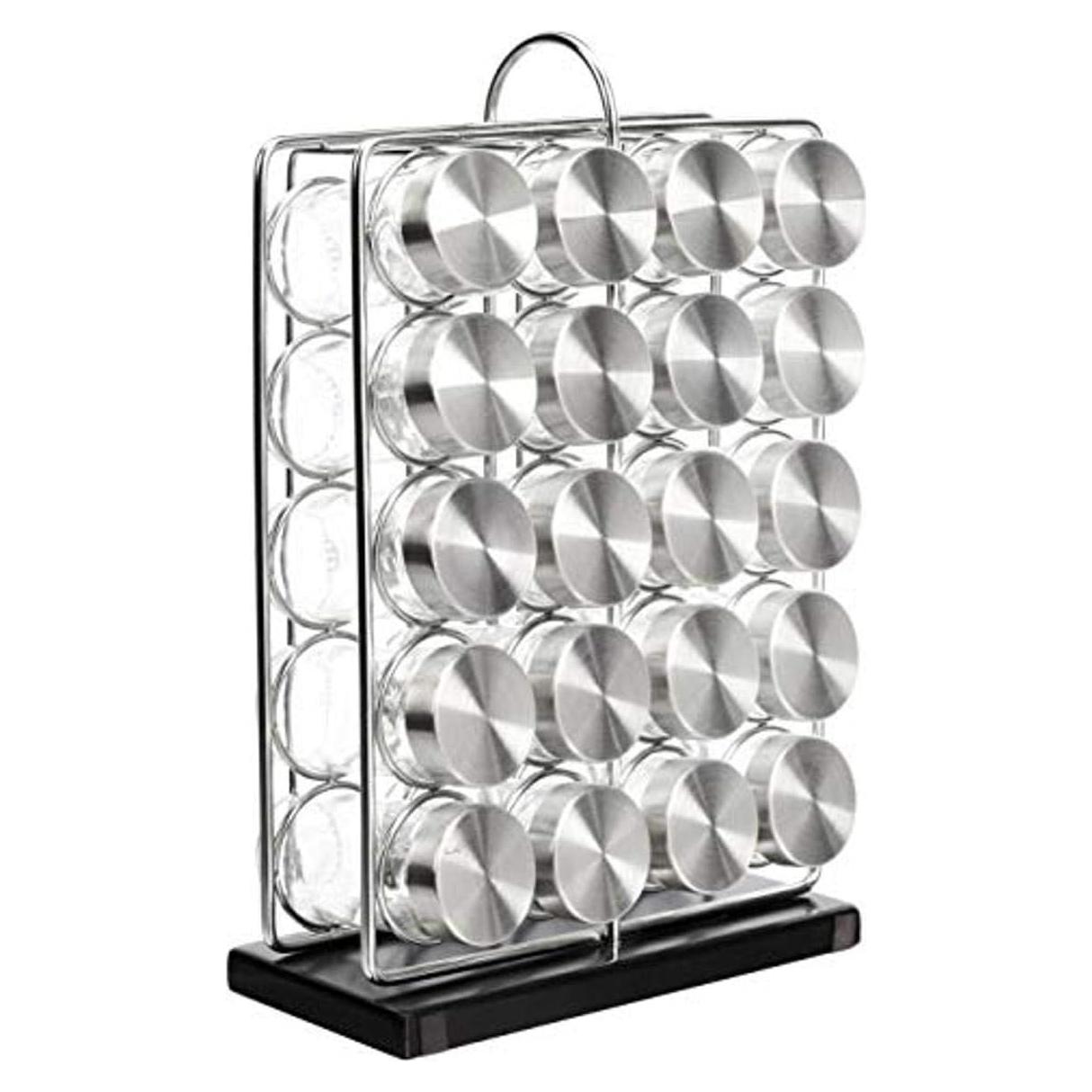 Organizador de Especias Amazon Basics 20 Tarros Vidrio Plateado