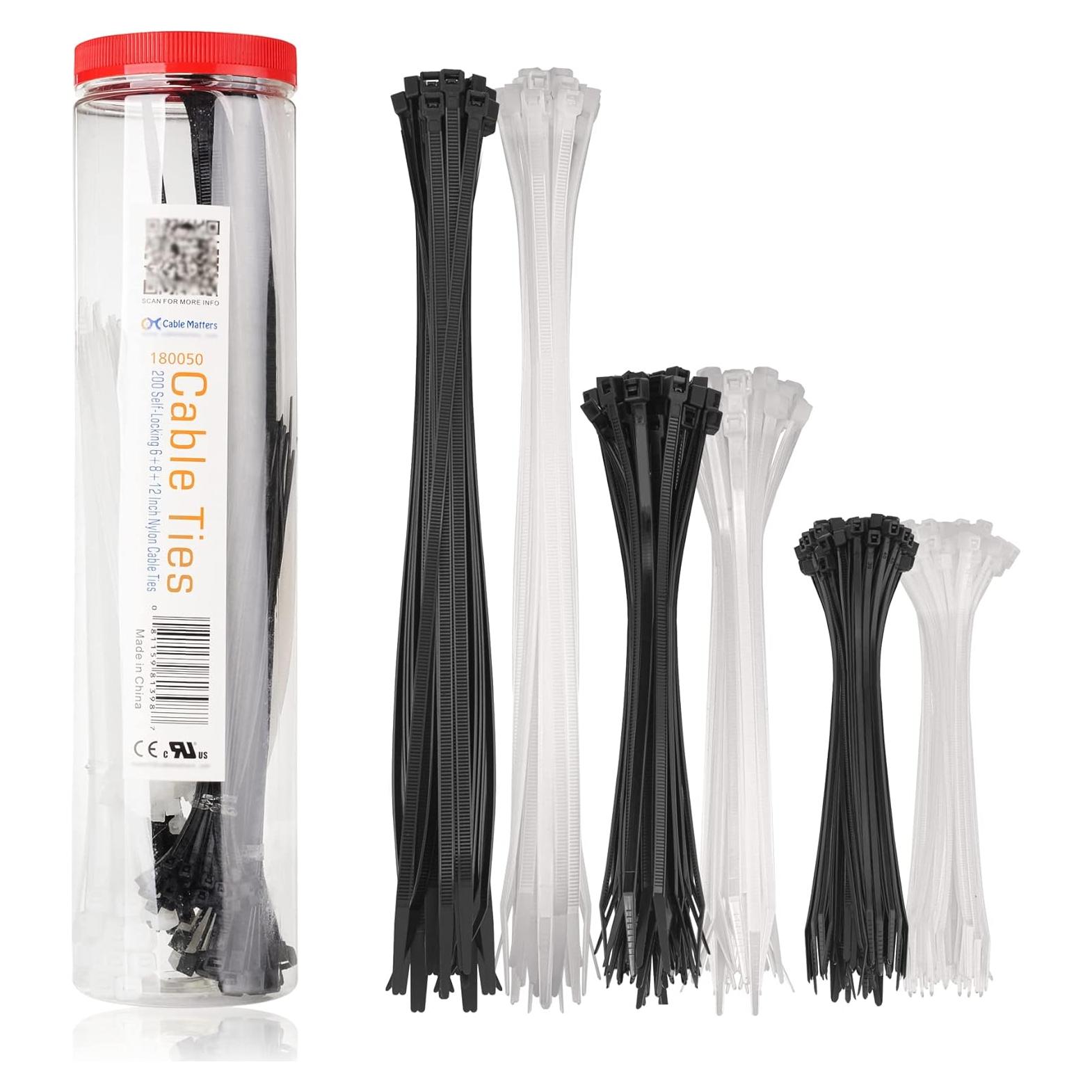 Sujetadores de Cable Nylon Autocierre Cable Matters 200-Pack