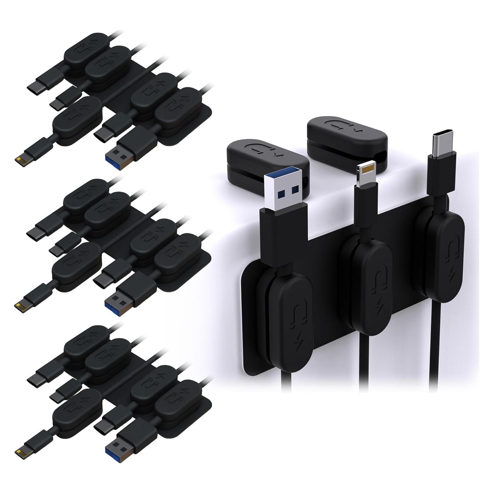 Soporte Magnético Chargeworx para Gestión de Cables 20-PK Negro