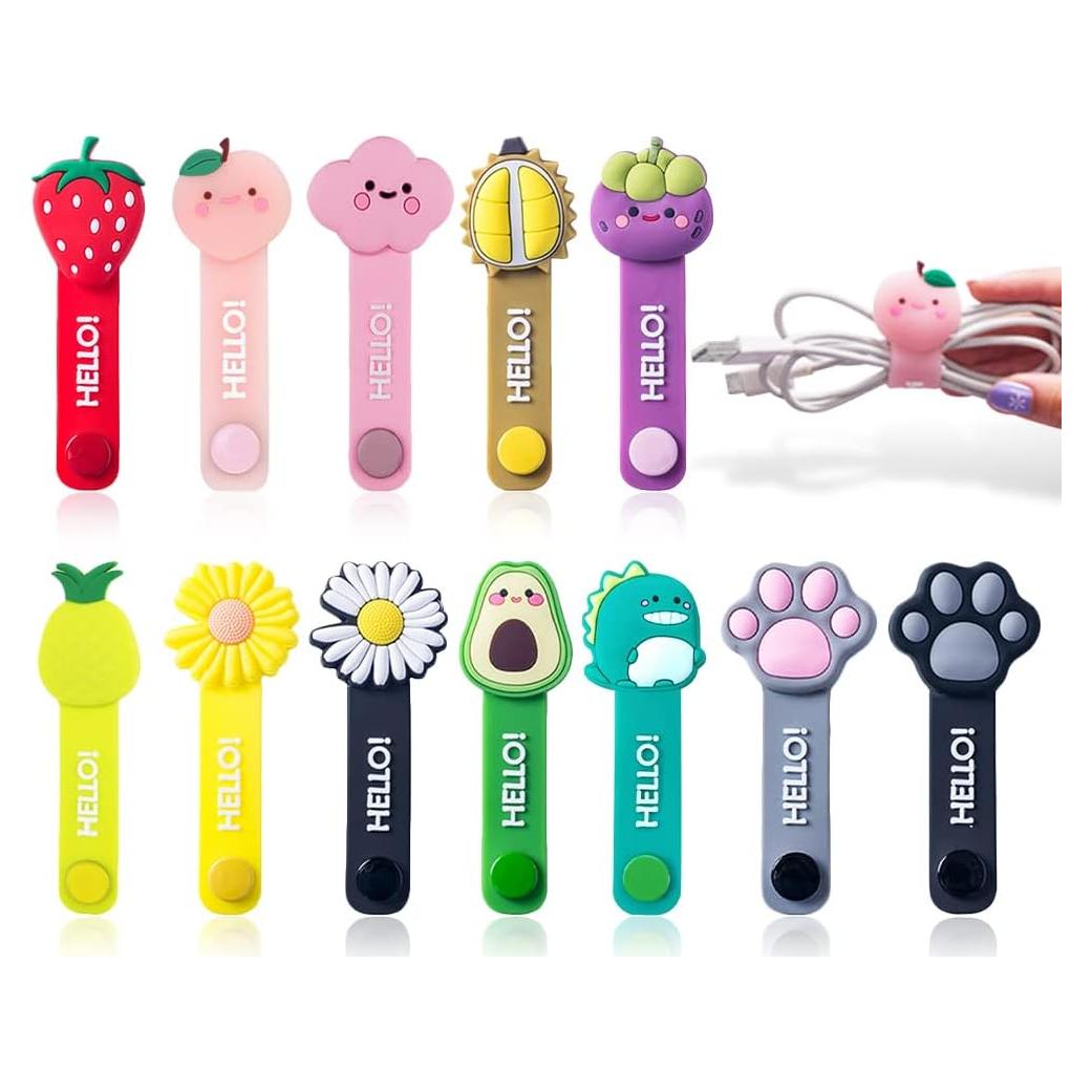 12 Bridas Reutilizables Genérico para Cables - Silicona Multicolor