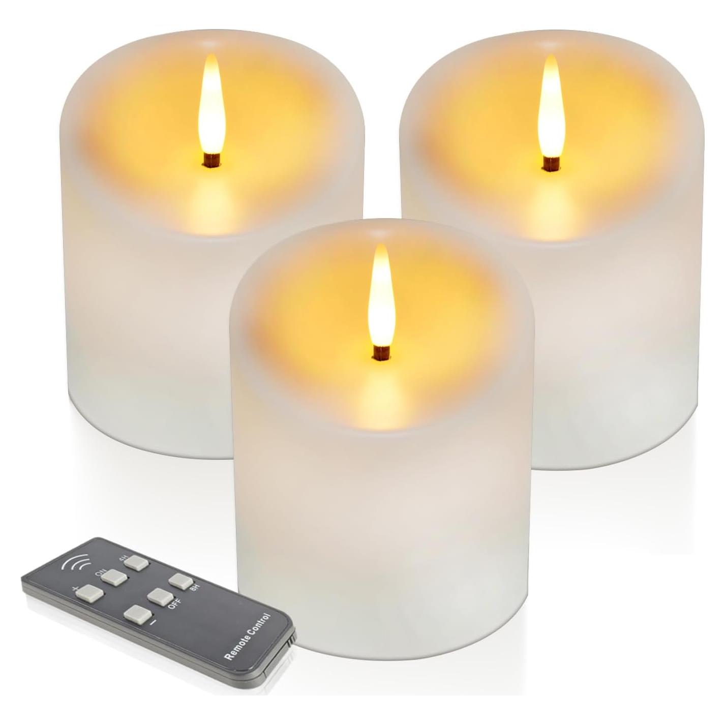 Velas LED a Prueba de Agua TECHLONG 3"x4" Marfil Juego de 3