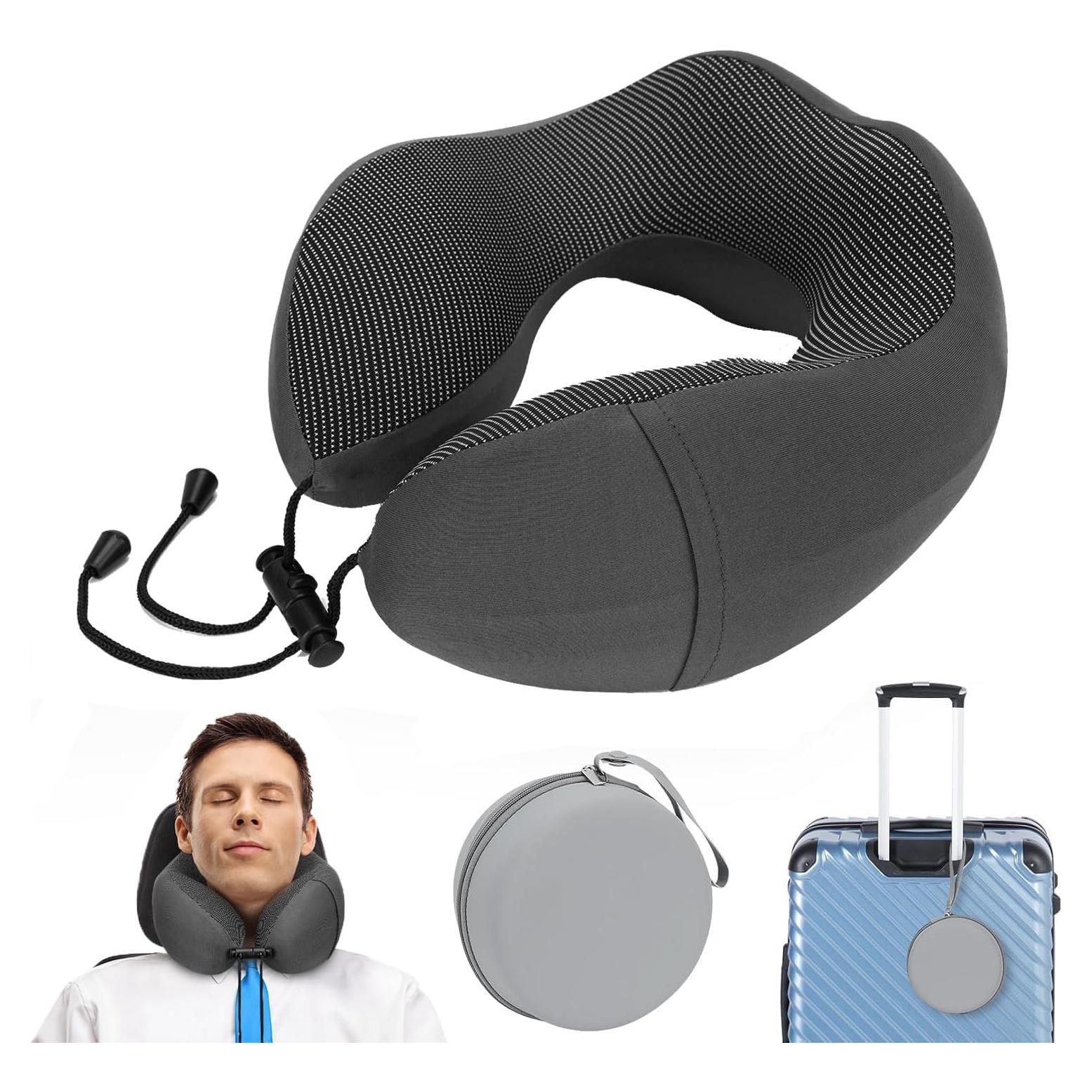 Almohada de Viaje Ergonómica JMBNH de Espuma Viscoelástica Gris