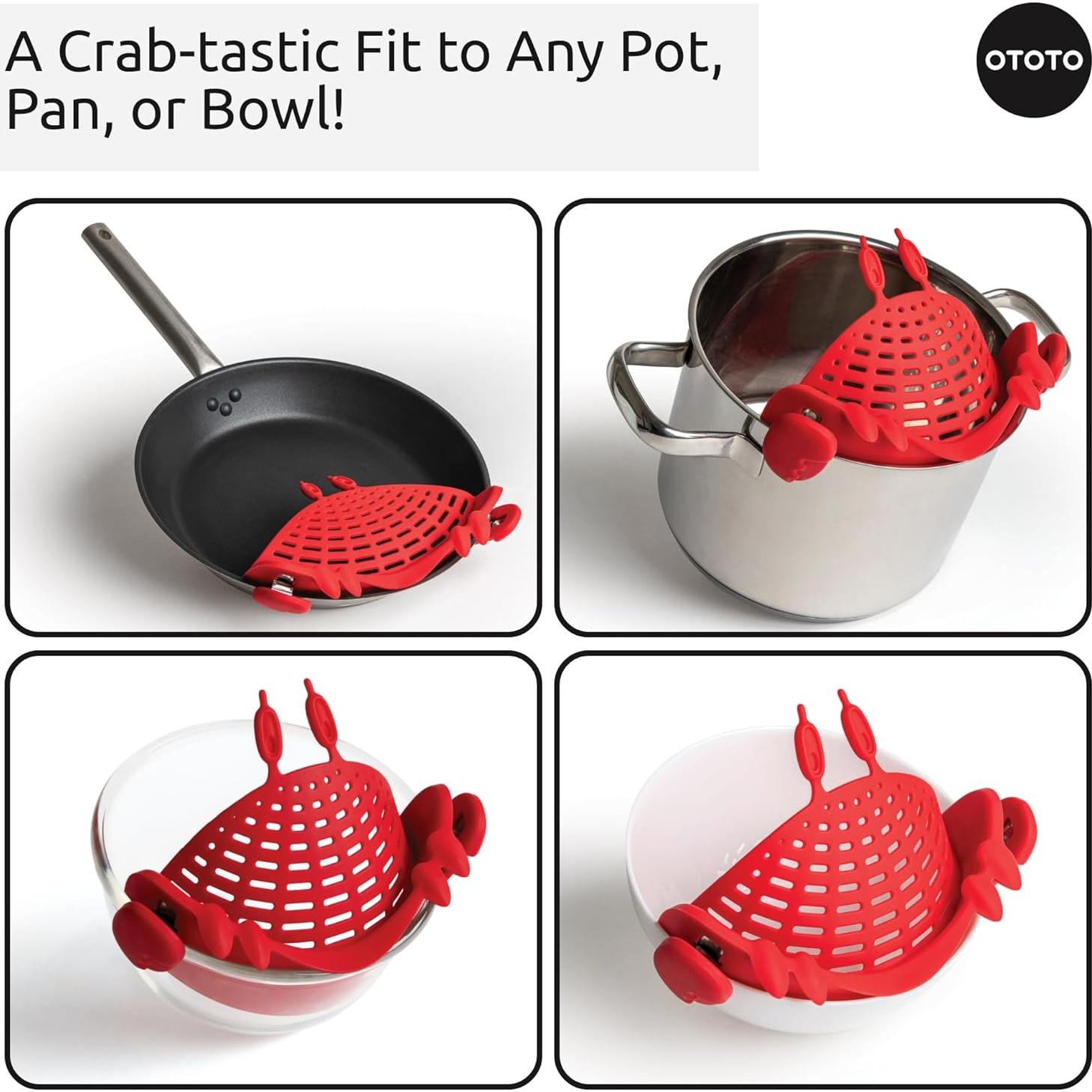 Paquete de 2 - Colador Crabby Clip-On y Embudo Hongo OTOTO