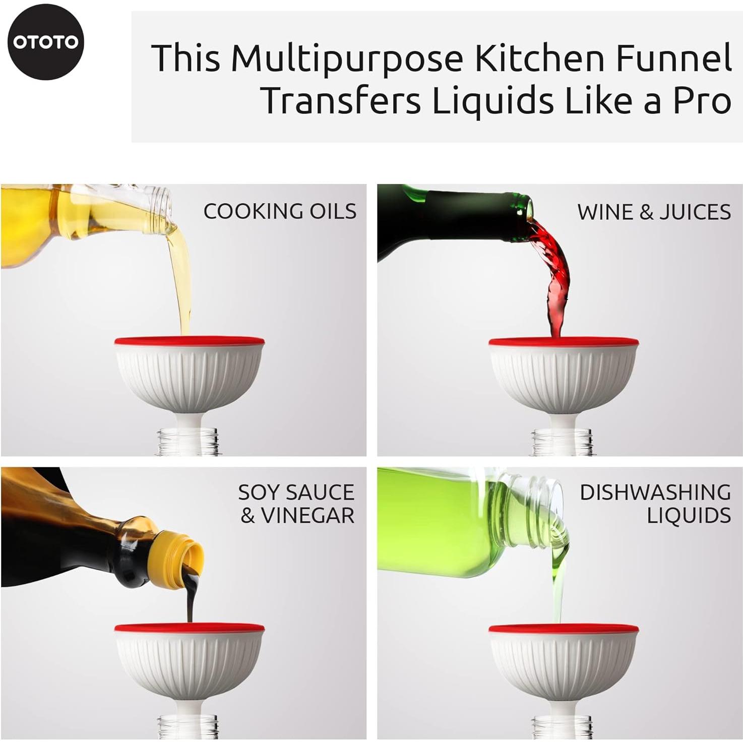 Paquete de 2 - Colador Crabby Clip-On y Embudo Hongo OTOTO