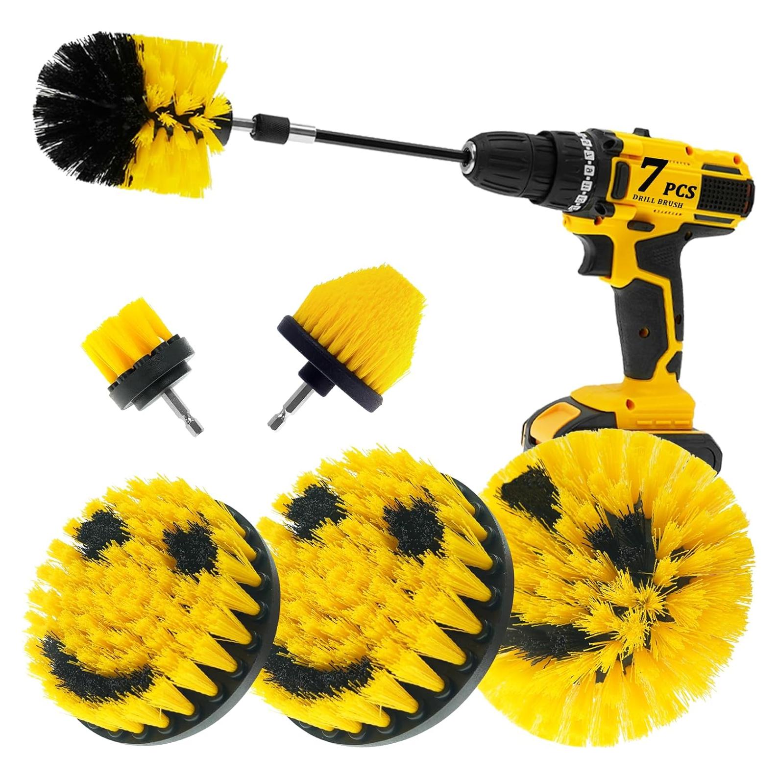 Juego de 7 Accesorios de Limpieza para Taladro ETOUPA Amarillo