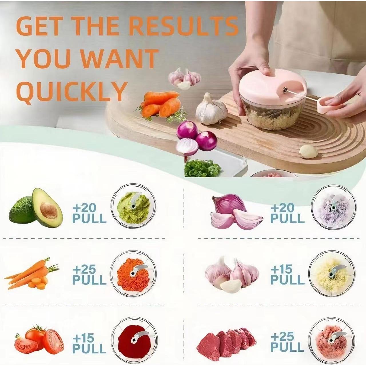 Picador de Alimentos Manual SXSWNSDLX 500ml Rosa - Versátil y Portátil