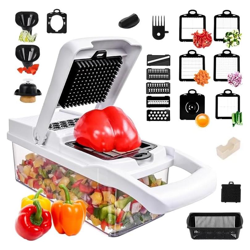 Picador de Verduras 22-en-1 Genérico con 8 Cuchillas y Contenedor 1.3L