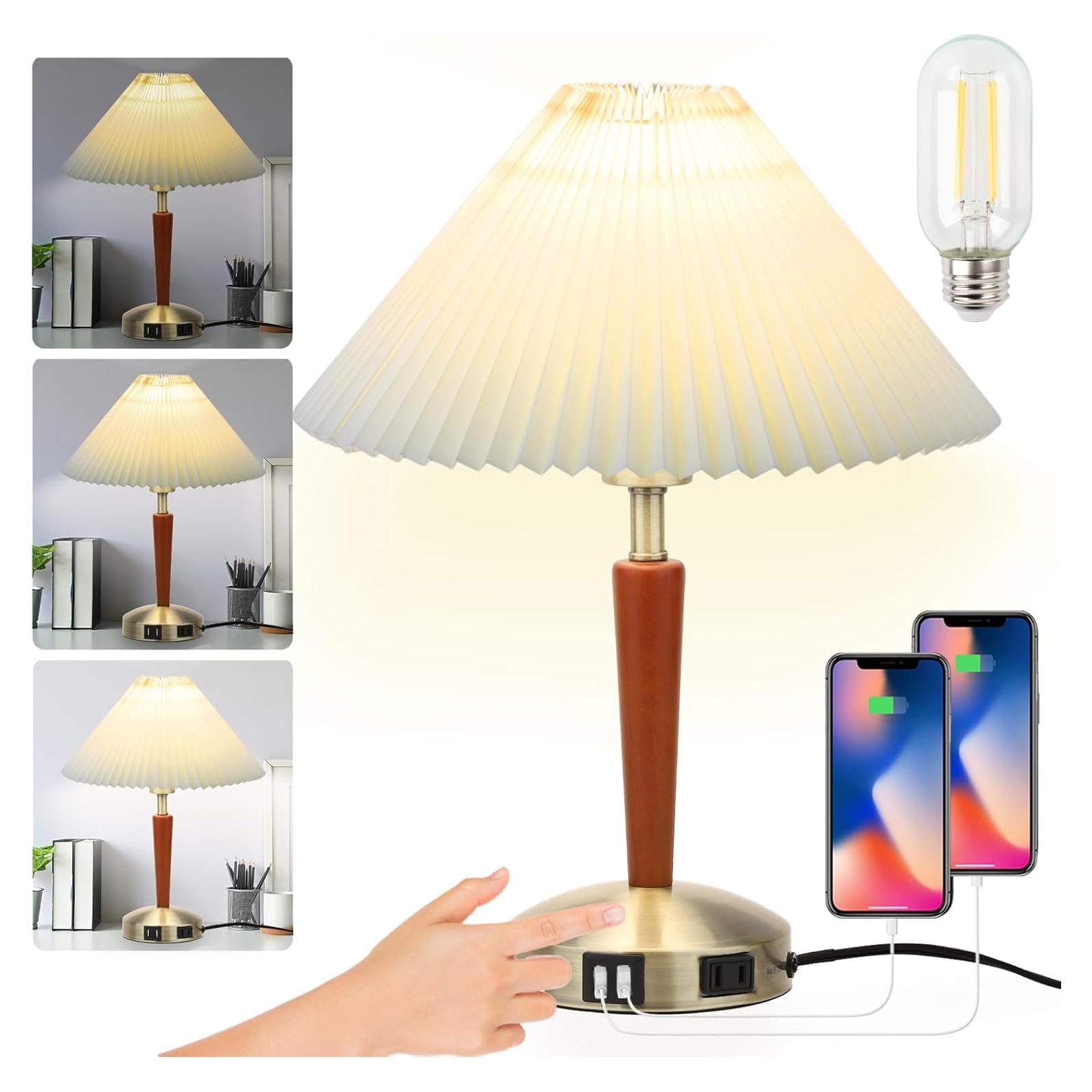 Lámpara de Mesa Táctil LALISU con Regulación 3 Niveles Marrón
