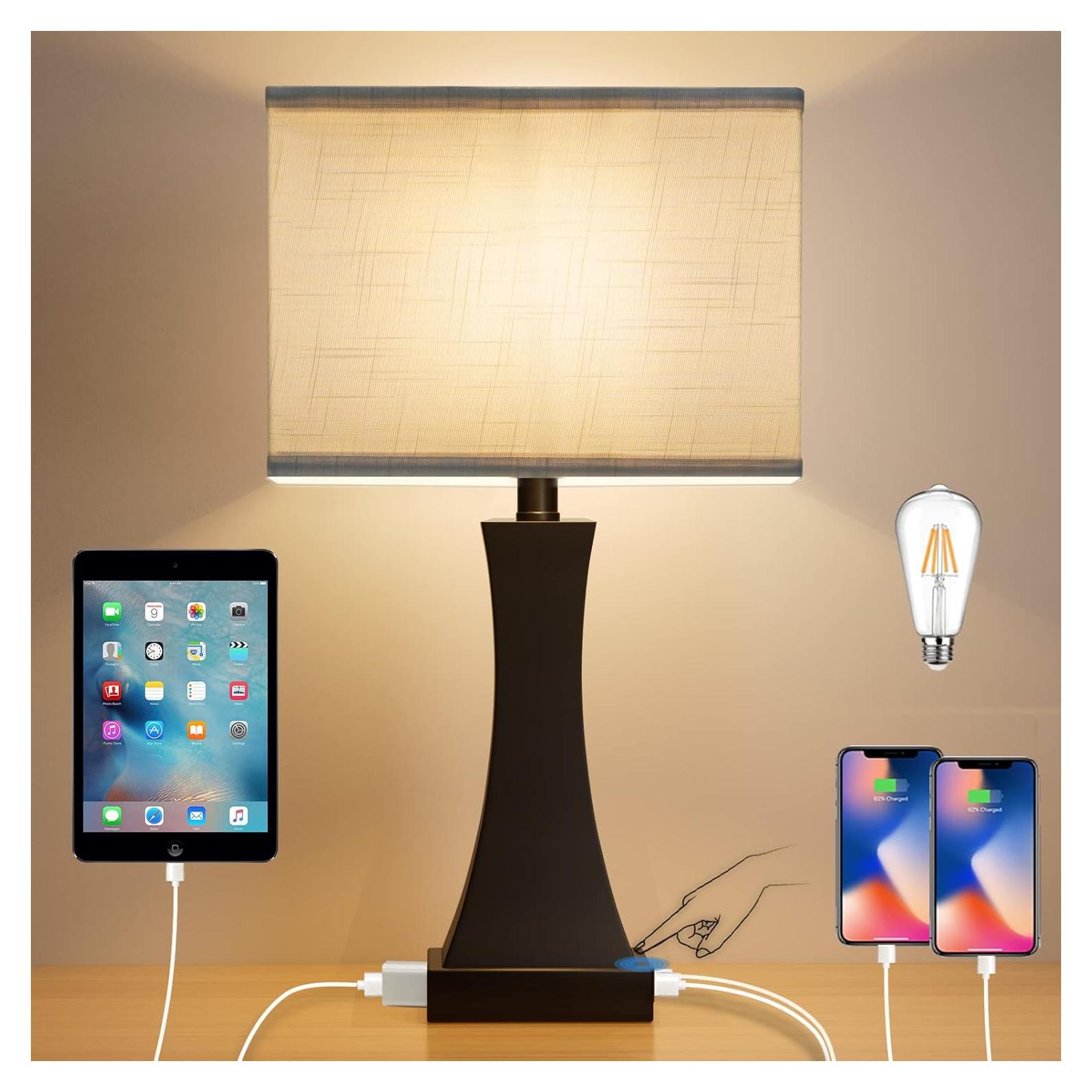 Lámpara de Mesa Táctil Dimmable OYedis 54.86 cm USB Tipo C